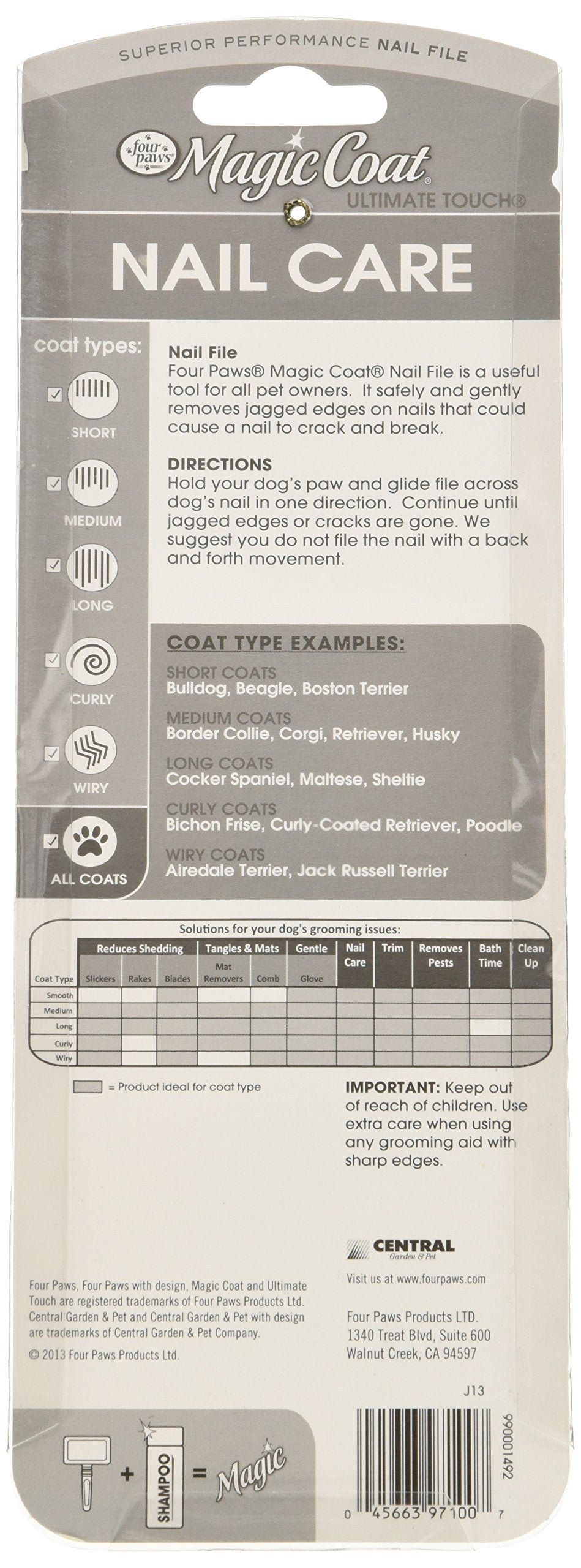 Four Paws Magic Coat Groomer'S Grip Dog Nail File, Black