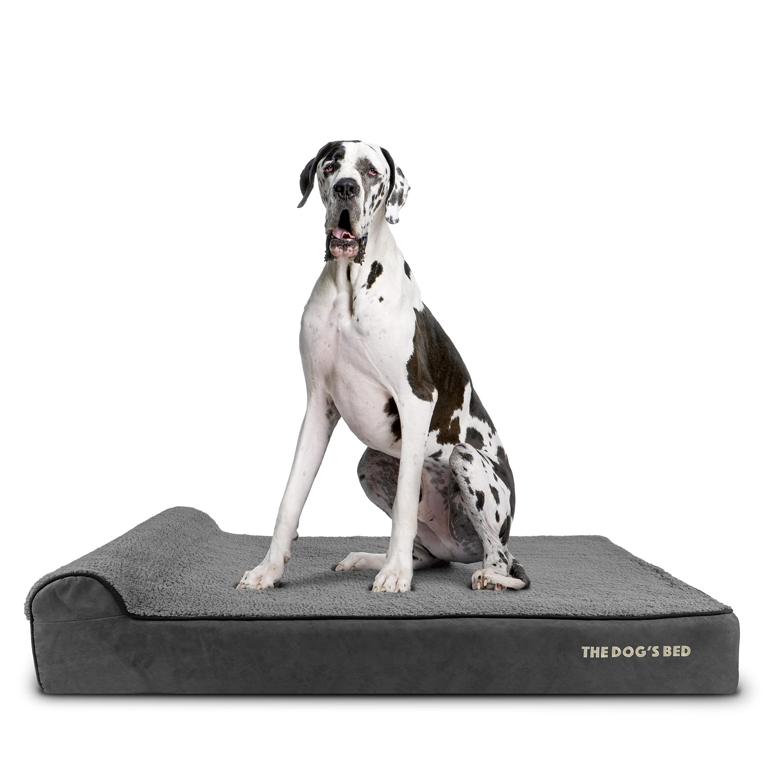 The Dogs Bed Orthopedic Headrest Dog Bed XXL Grey Plush 54x36, Memory Foam, Pain Relief for Arthritis, Hip & Elbow Dysplasia, Po