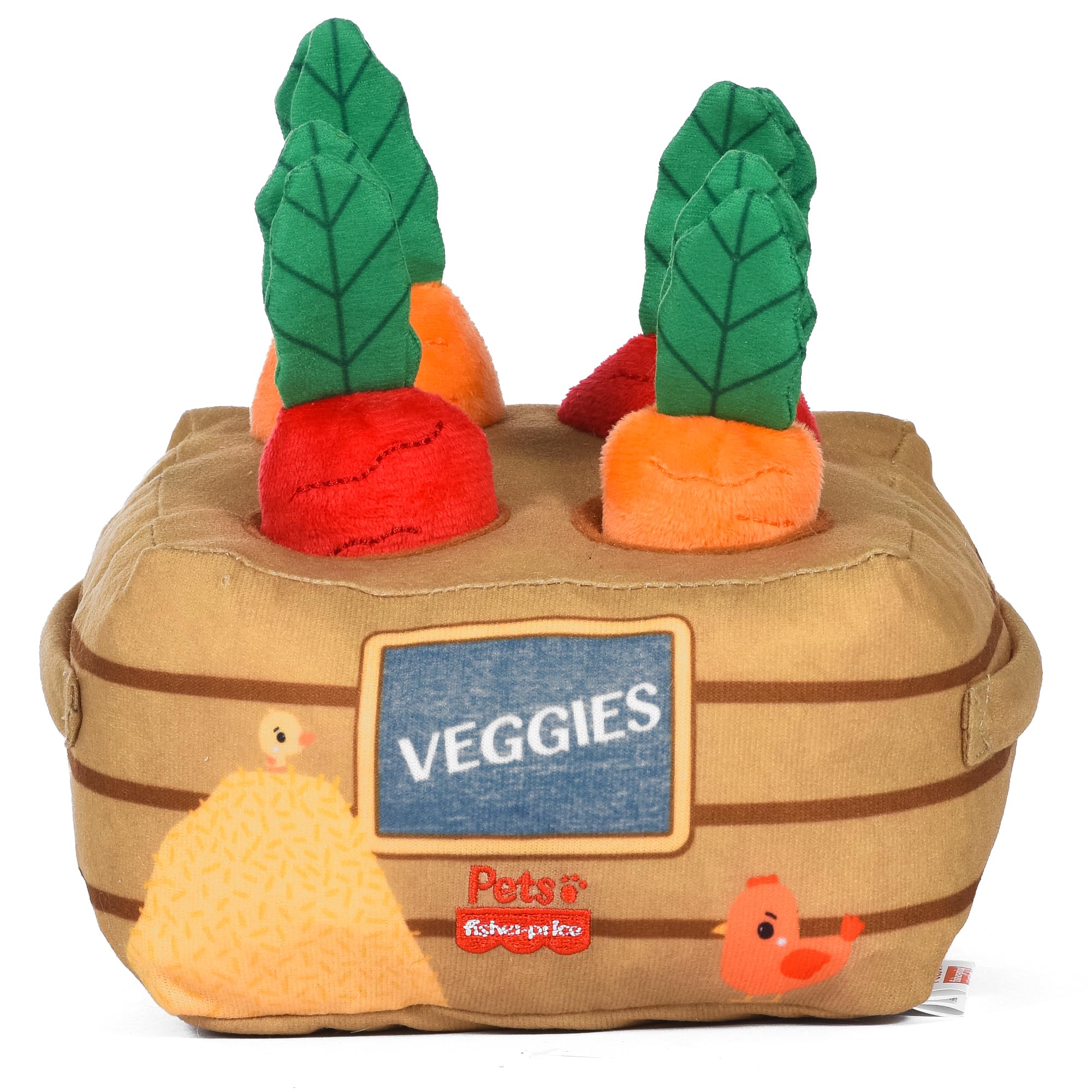 Fisher-Price for Pets Veggie Treat Puzzle Dog Toy, Burrow Style Toys with Removable Mini Plushes, Use as a Treat Dispenser, Deve