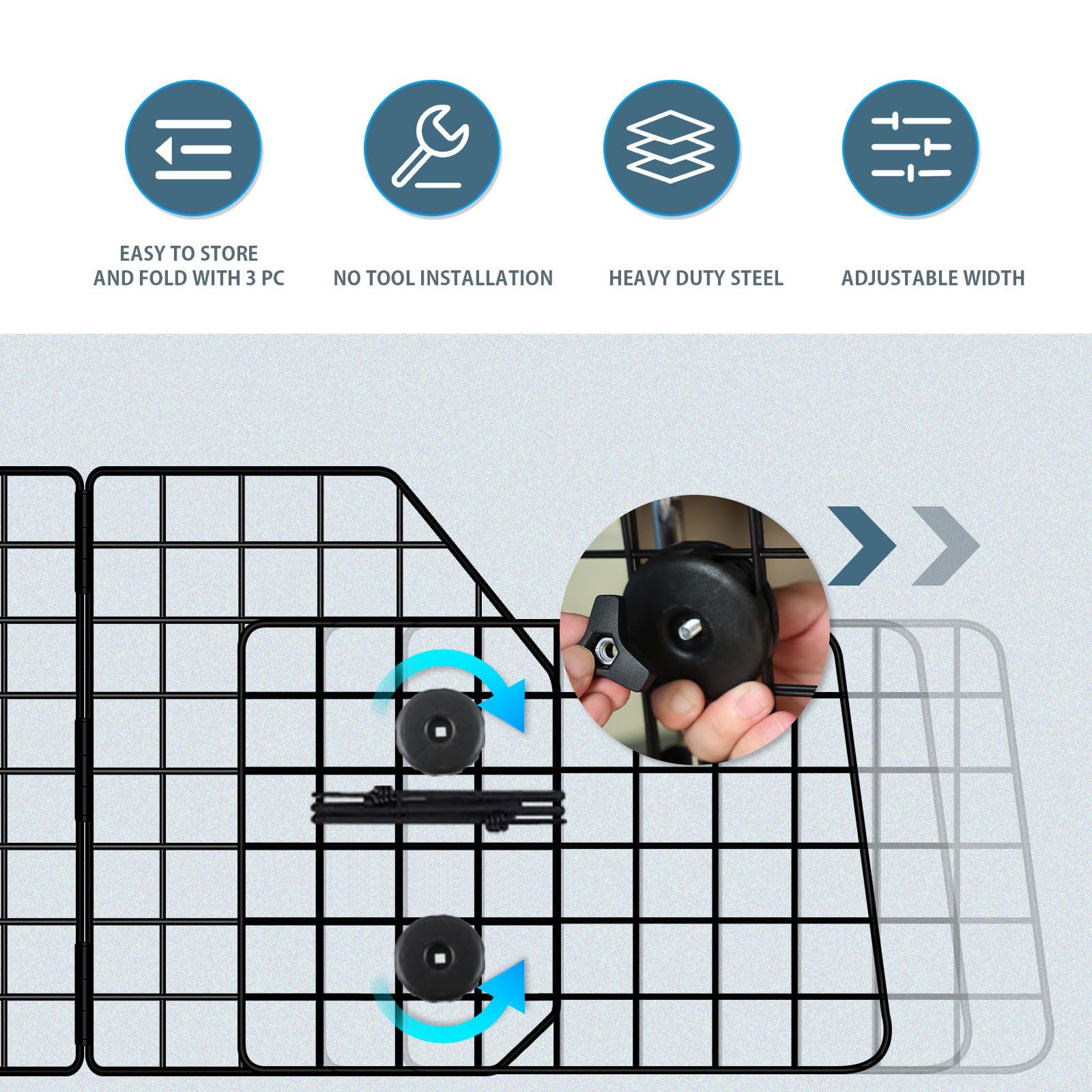 Feed Garden Adjustable Dog Car Barrier For Suvs,Cars,Vehicles, Trucks, Universal-Fit Pet Divider Gate Large Pet Barrier For Cargo Area 36.6' To 59' Width Black