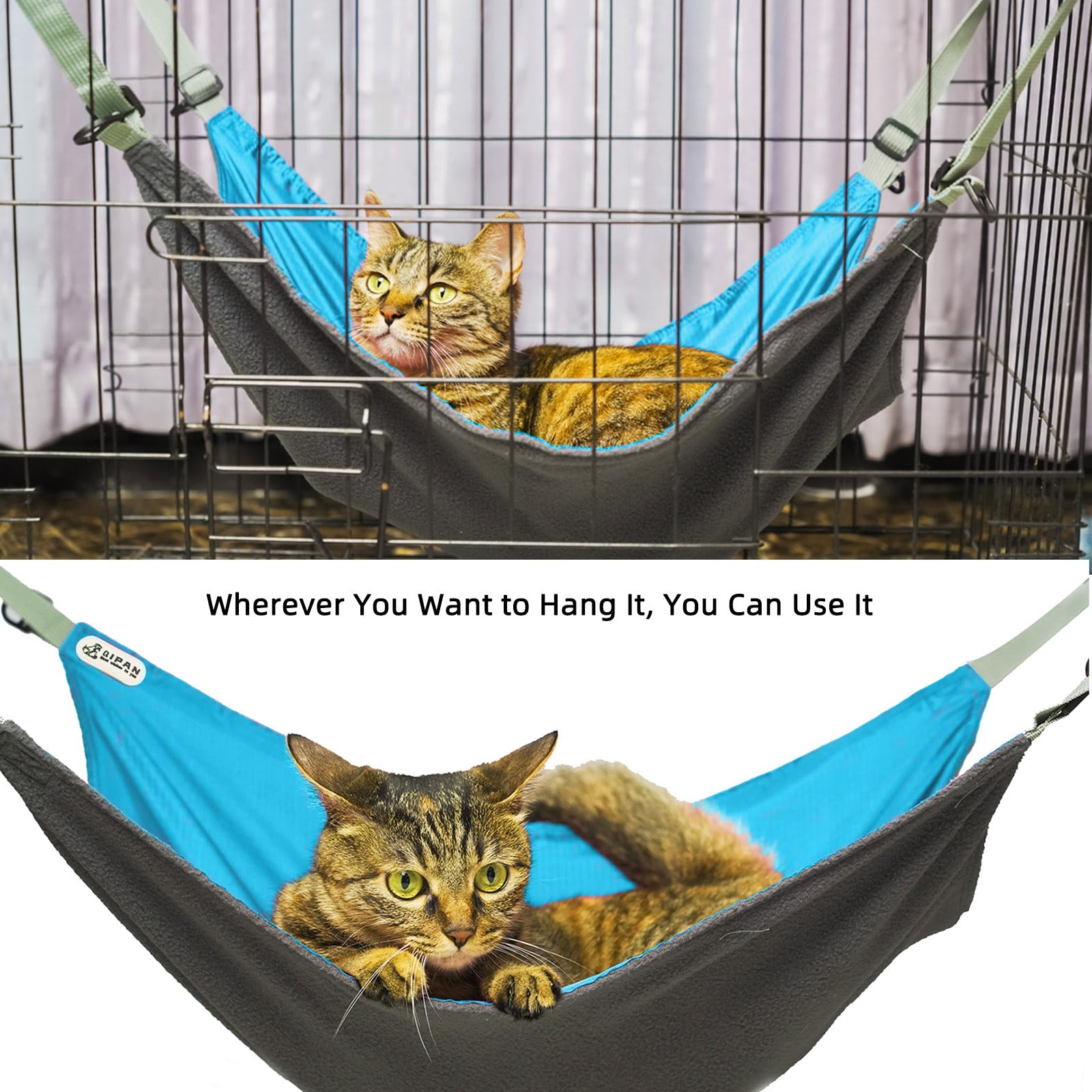 Qipan Cat Hammock - Washable Soft Outdoor Mat, Waterproof Cooling Pad For Cats & Small Animals (Large, Blue)