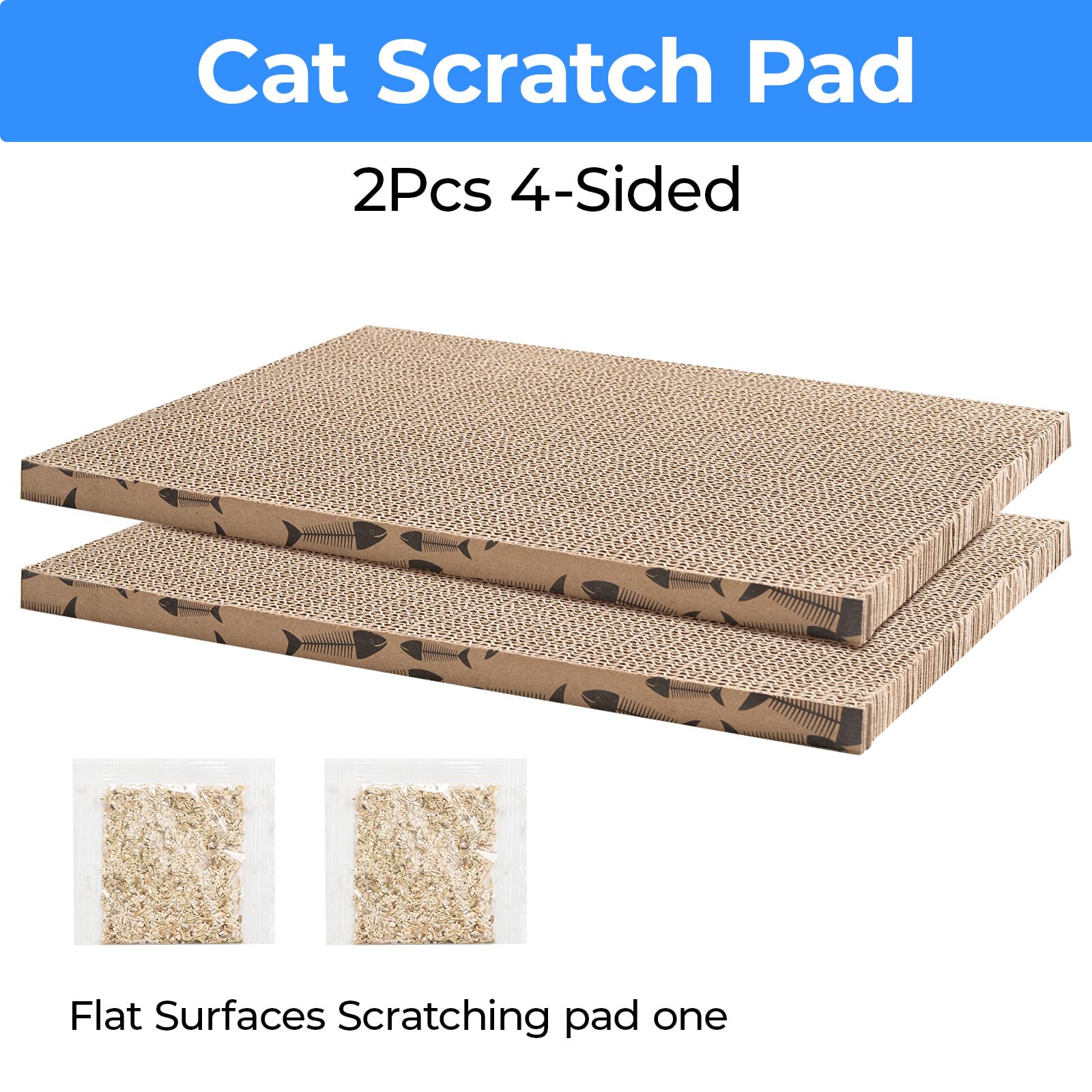 Roadtofree Cat Scratcher Cardboard Cat Scratching Board Cat Scratchers For Indoor Cats (2Pcs)