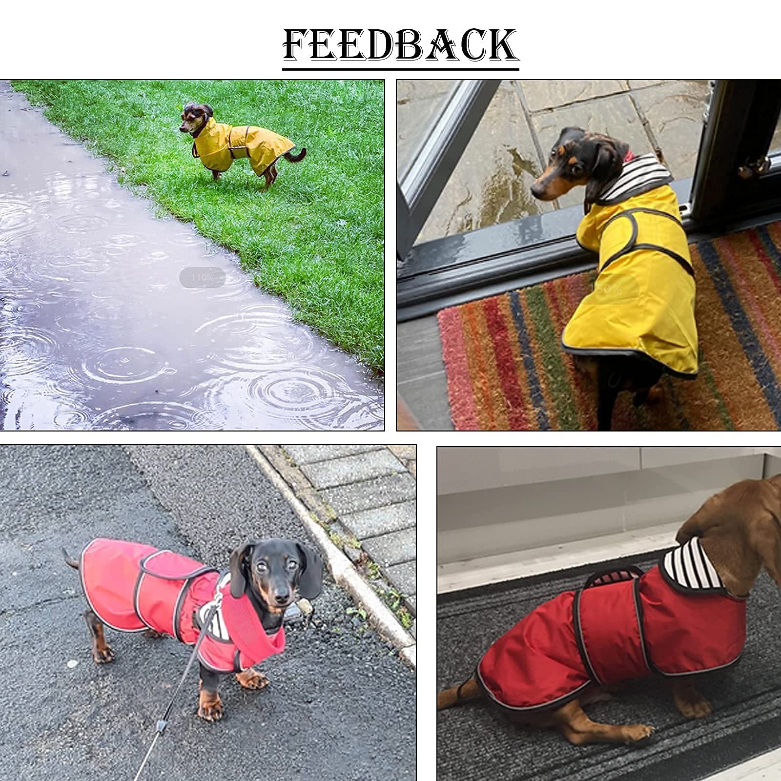 Dachshund Raincoat Waterproof, Perfect For Dachshund Sausage Weiner Long Back Breeds With Reflective Stripe Rain Coat For Dogs Great Coverage In Autumn Winter - Red - L