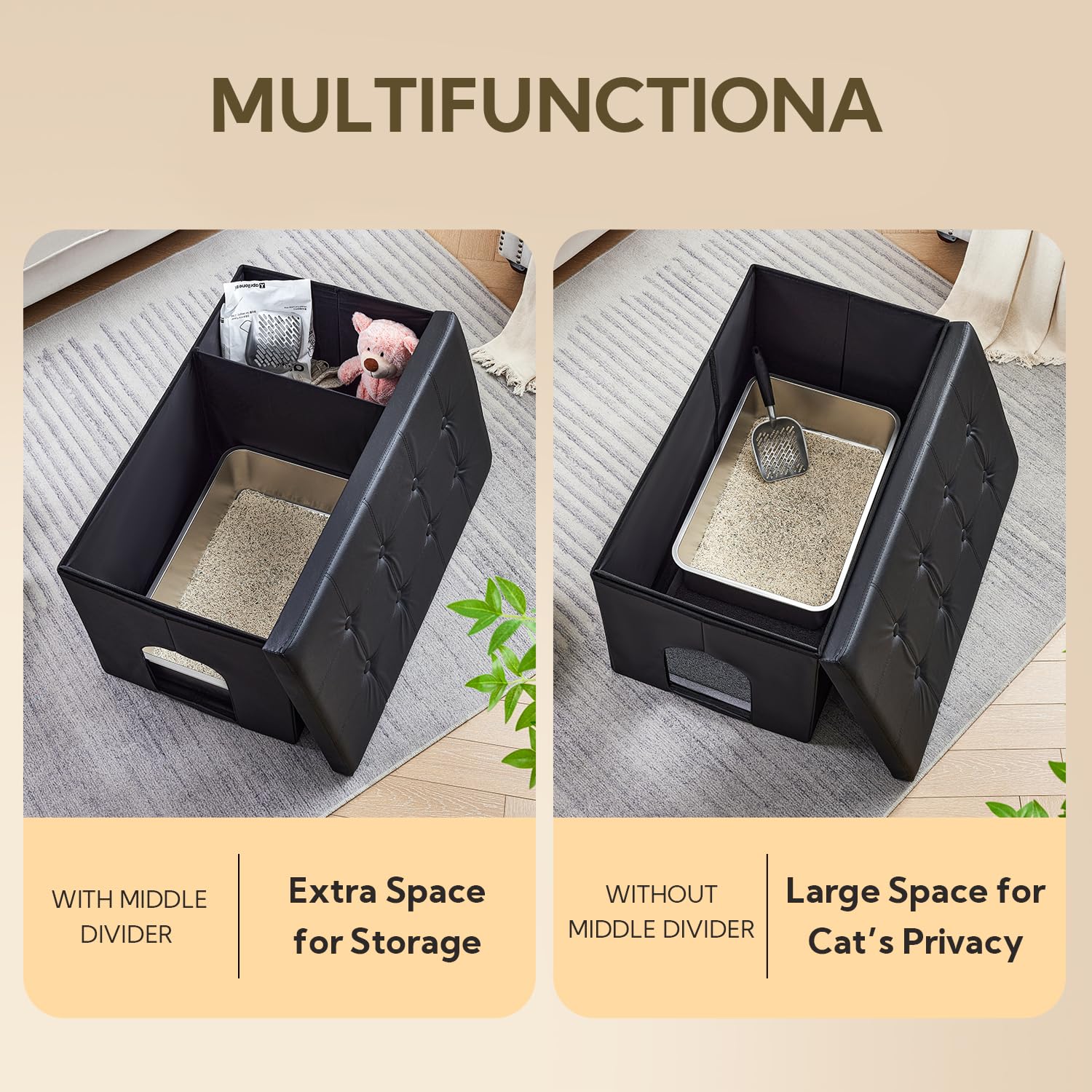 Meexpaws Cat Litter Box Enclosure Furniture Hidden, Cat Washroom Bench Storage Cabinet | Extra Large 36'' X 20'' X 20''| Dog Pro