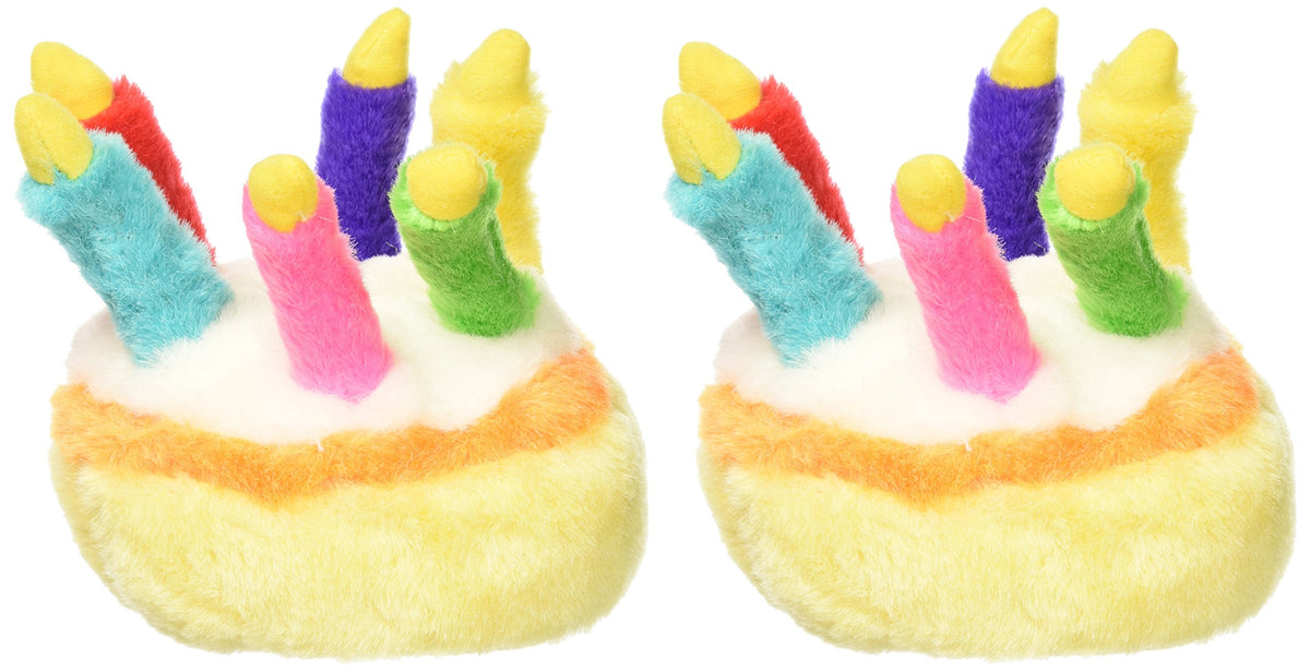 Multipet 5.5'' Musical Plush Dog Toy: Birthday Cake, Pack of 2