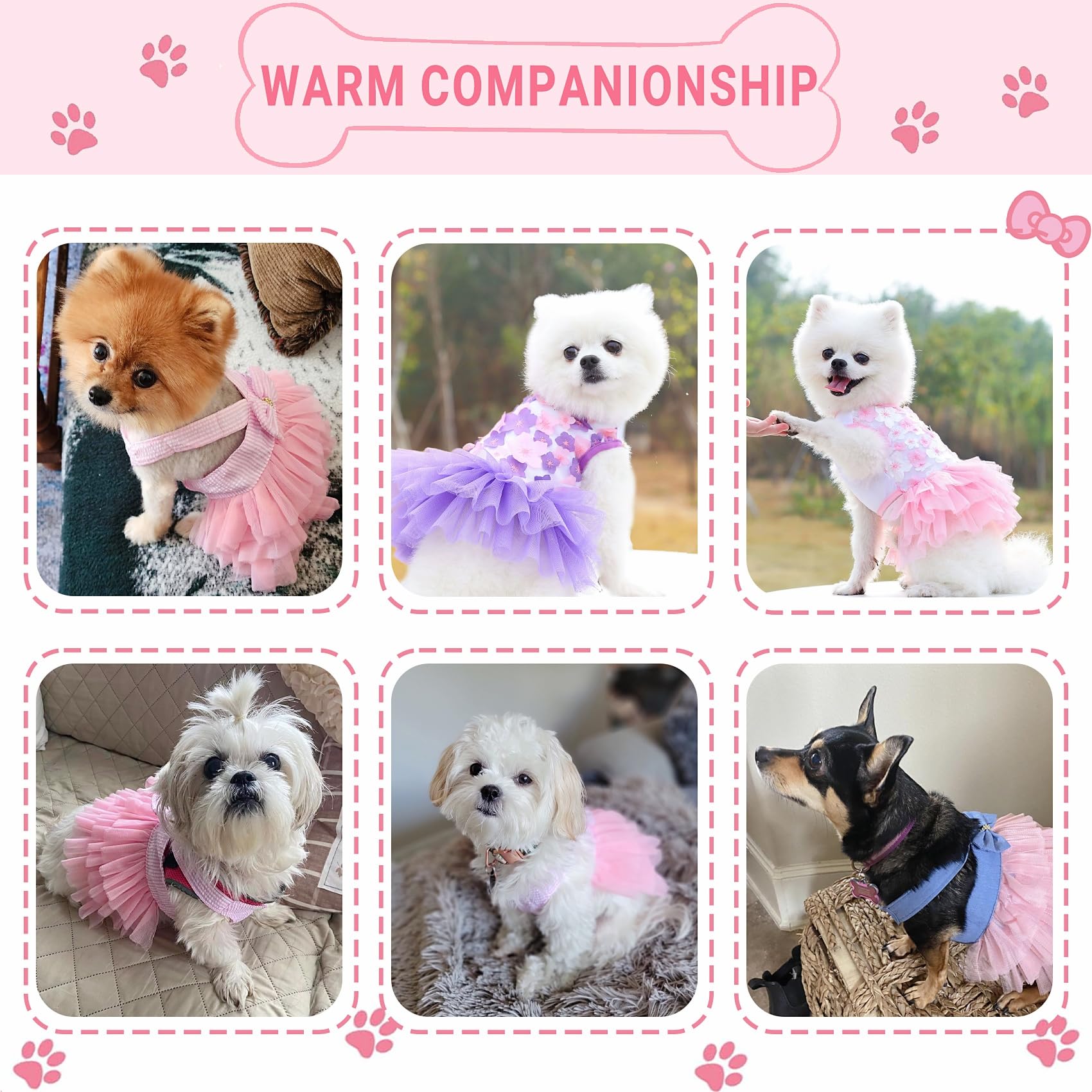 Dog Dresses, Fashion Pet Dog Clothes, Striped Mesh Puppy Dog Princess Dresses (Purple/Pink(4Pack), X-Large)