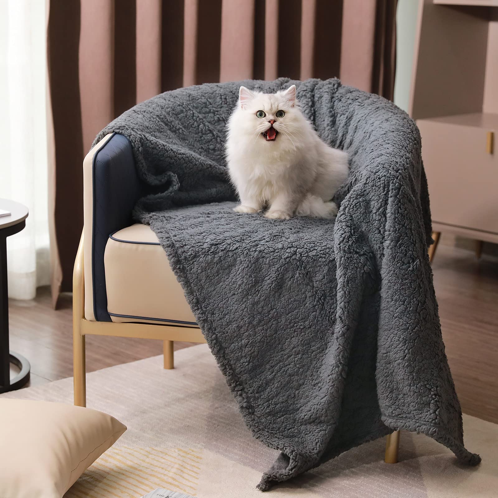 1 Pack 3 Calming Blankets Fluffy Premium Fleece Pet Blanket Soft Sherpa Throw For Dog Puppy Cat Grey Large (41'' X31'')