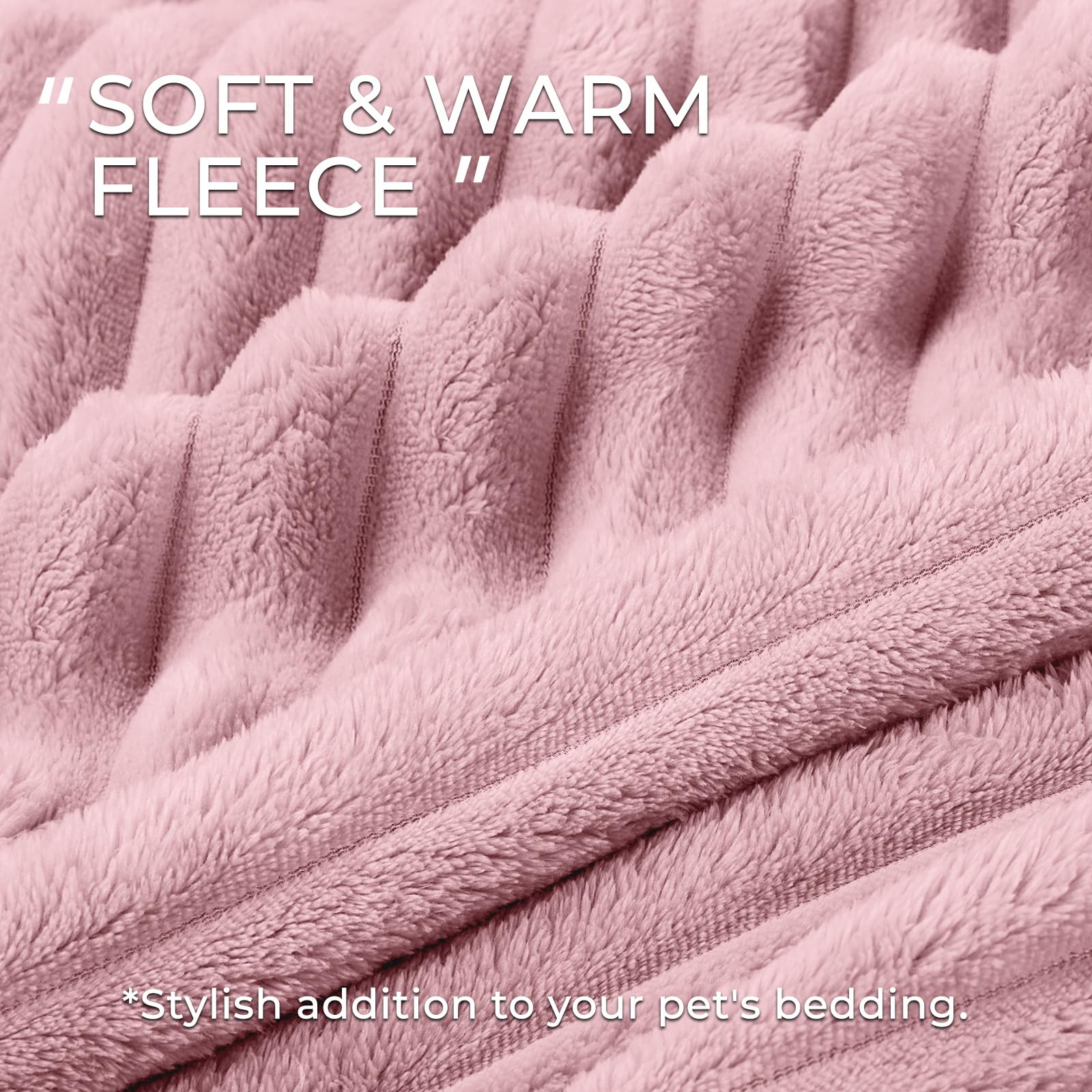 Linenlux 1 Pack 3 Soft Fleece Dog Blanket For Pet Washable Warm Cat Puppy Fluffy Calming Flannel Pink Medium