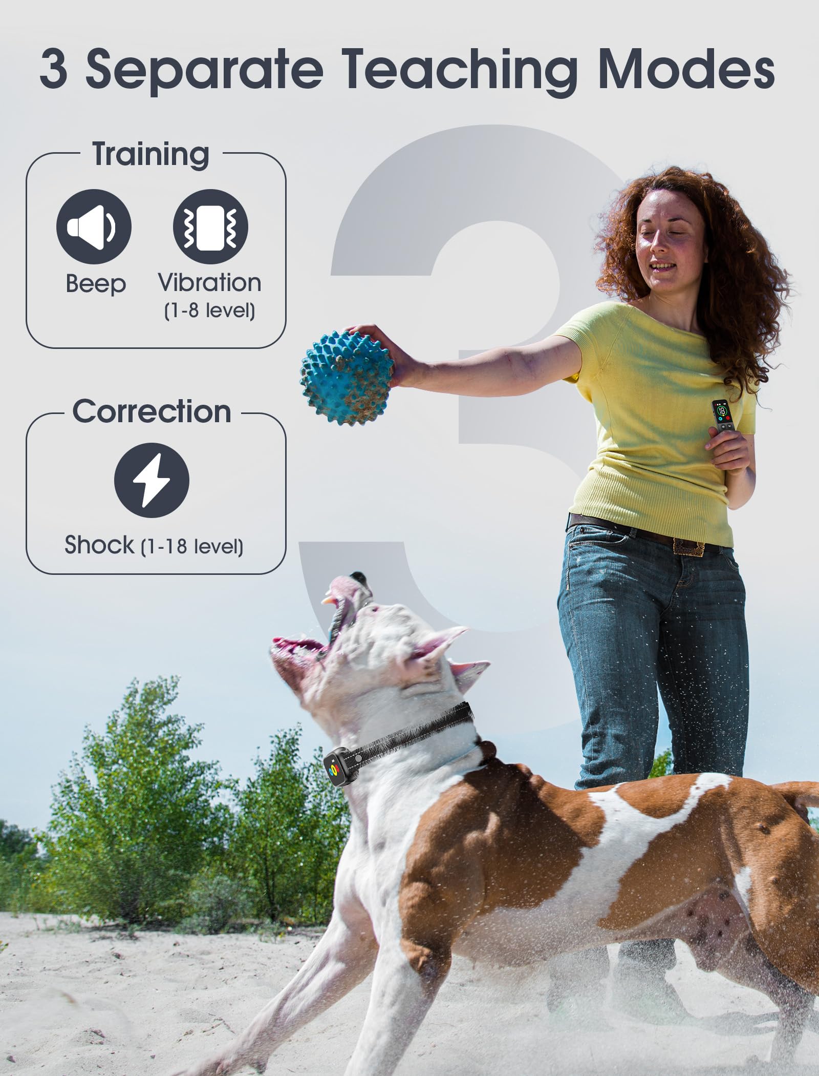 Dog Training Collar With Remote, Smart Dog Shock Collar With 3 Training Modes And Training Icons, Waterproof Electric Dog Shocke
