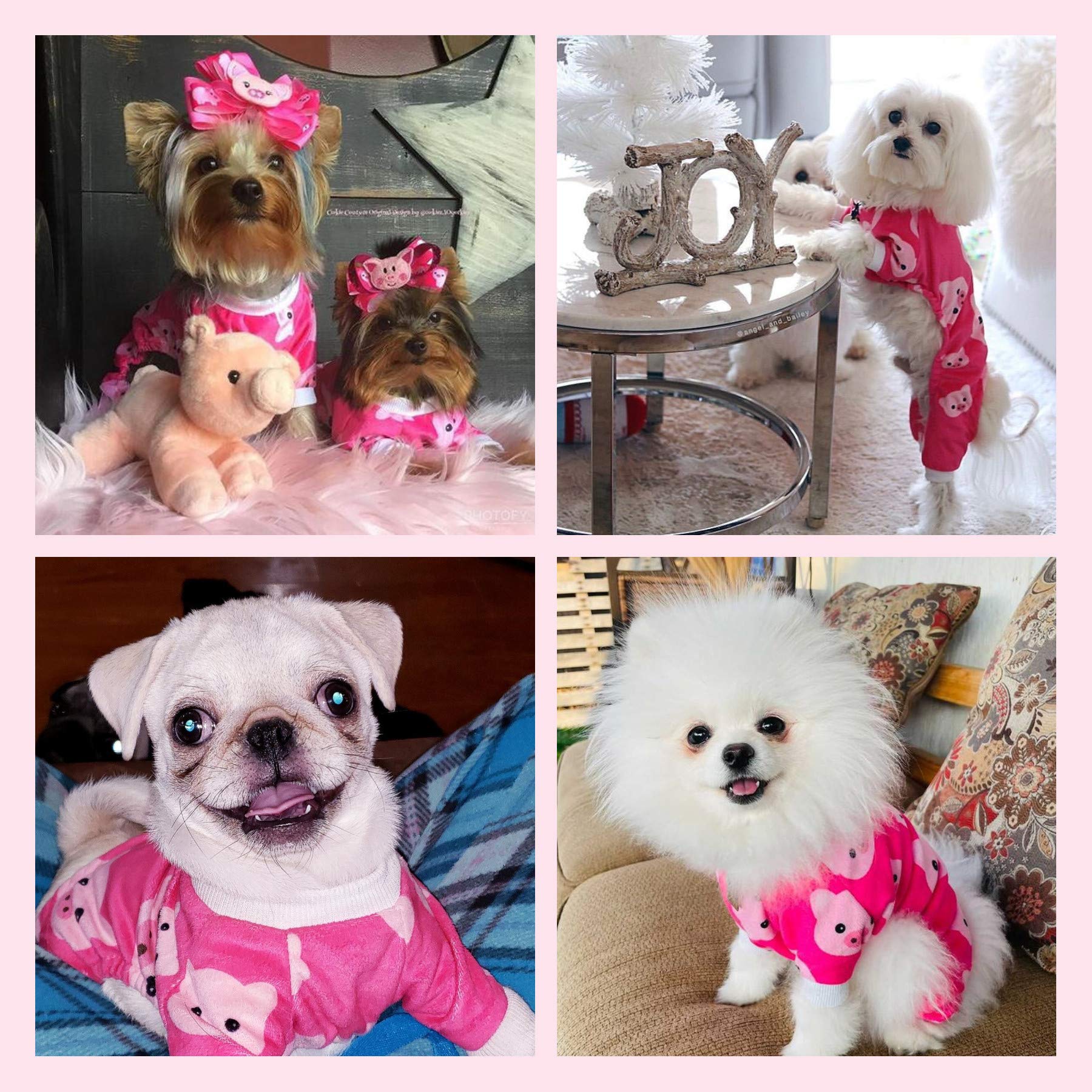 Cutebone Dog Christmas Pajamas Puppy Onesies Small Dogs Soft Pjs Coat Cat Apparel Comfy Pet Clothes Outfit Doggie Bodysuit P46S