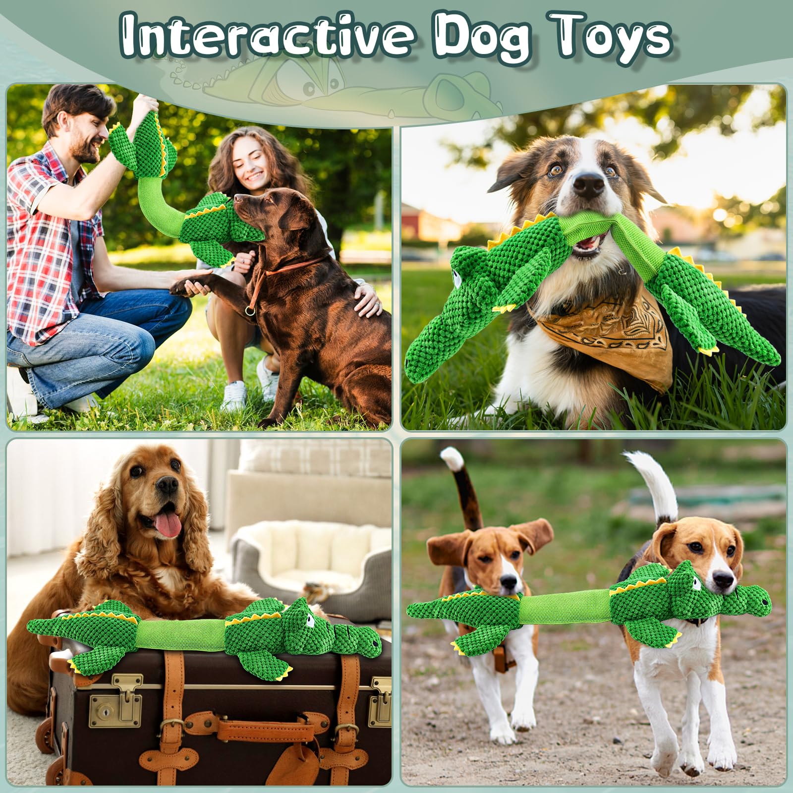 Wowbala Large Dog Toys: Squeaky Plush Chew Toys - Tough Tug Of War - Interactive For Puppies To Large Breeds