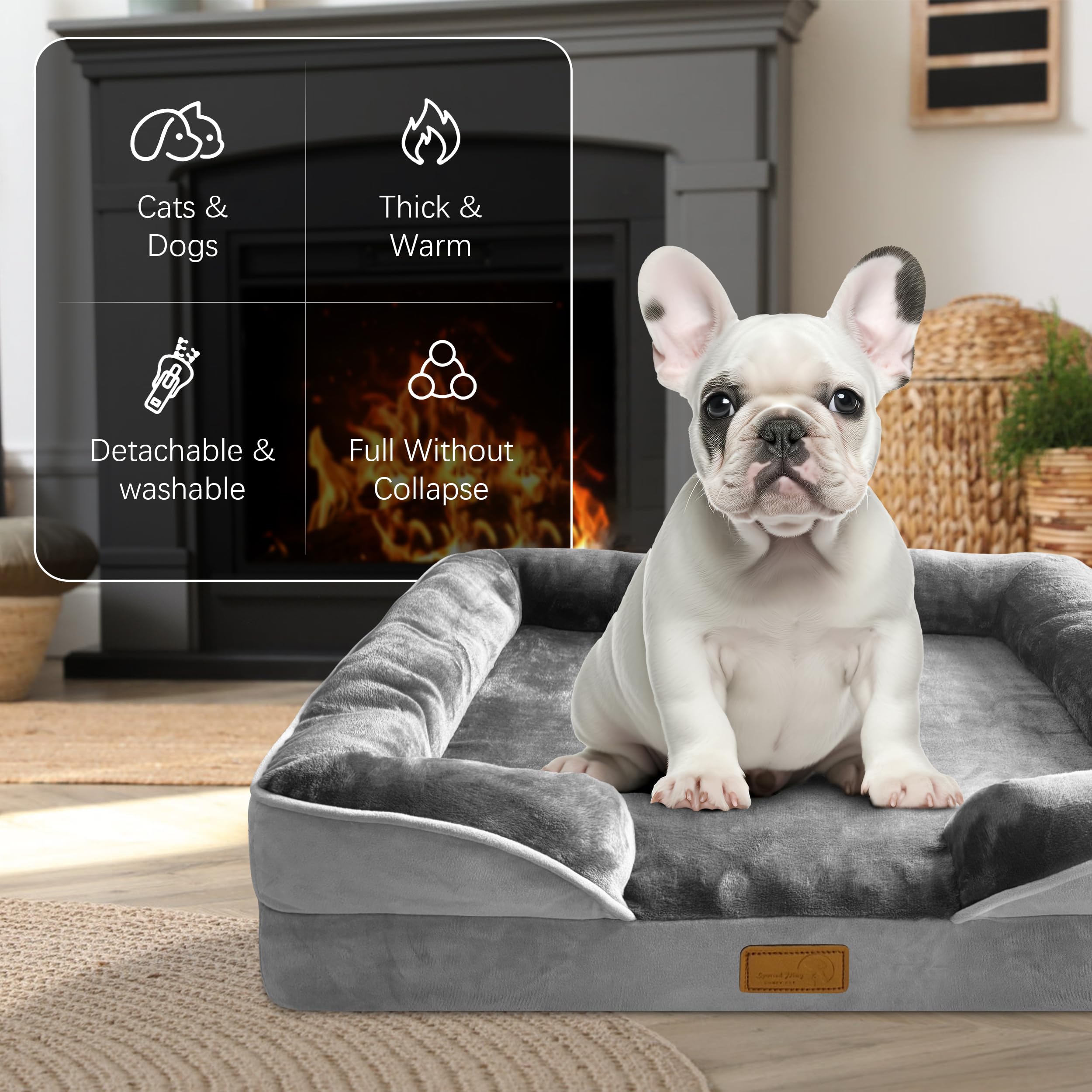 Spotted Play Orthopedic Dog Bed With Sides - Dog Sofa Beds For Medium Dogs, Supportive Foam Pet Couch Bed With Washable Removabl