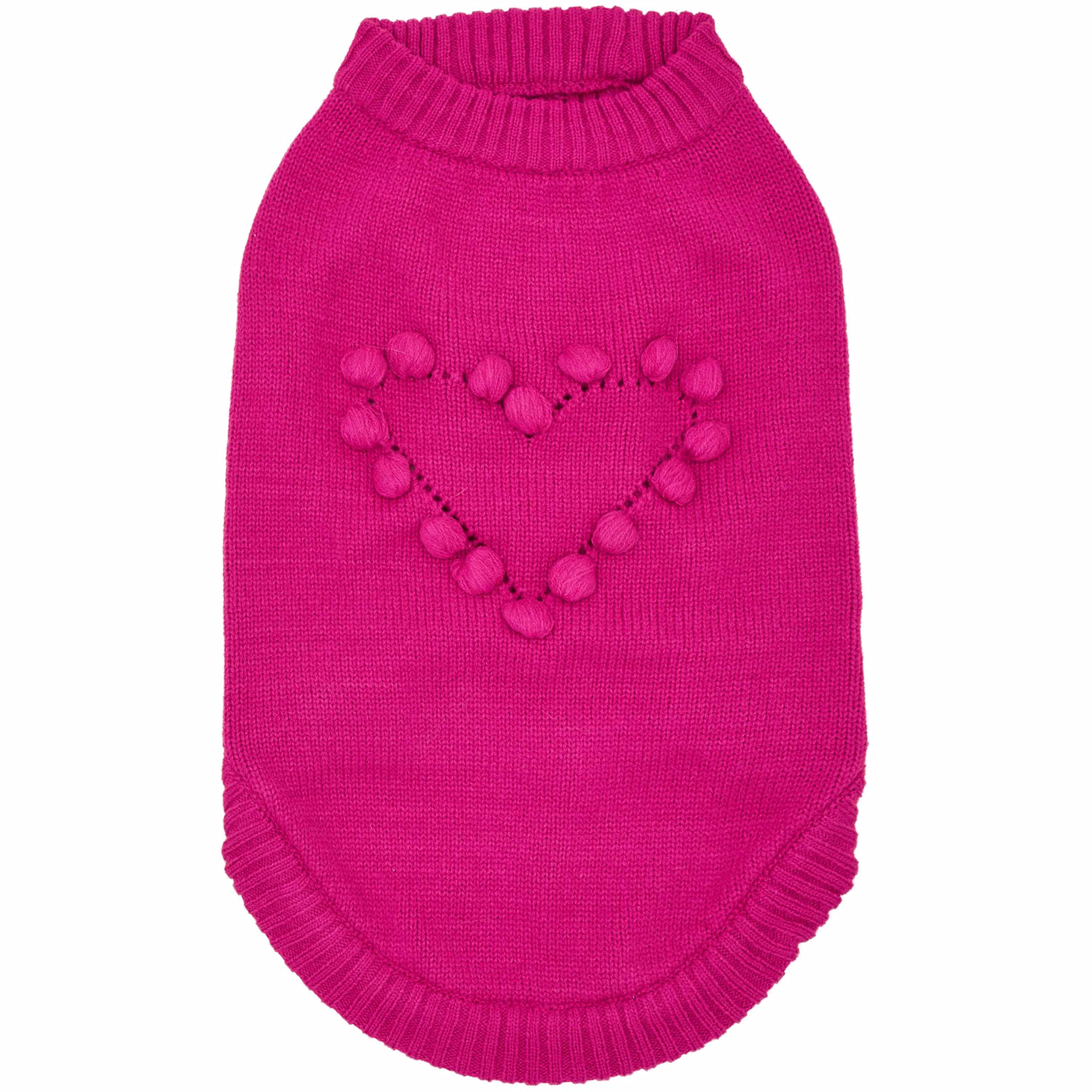 Blueberry Pet 2023 New Heart Dog Sweater Valentine’S Day Clothes For Small Girl Dogs, Hot Pink Pullover Crewneck Holiday Apparel, Back Length 10”
