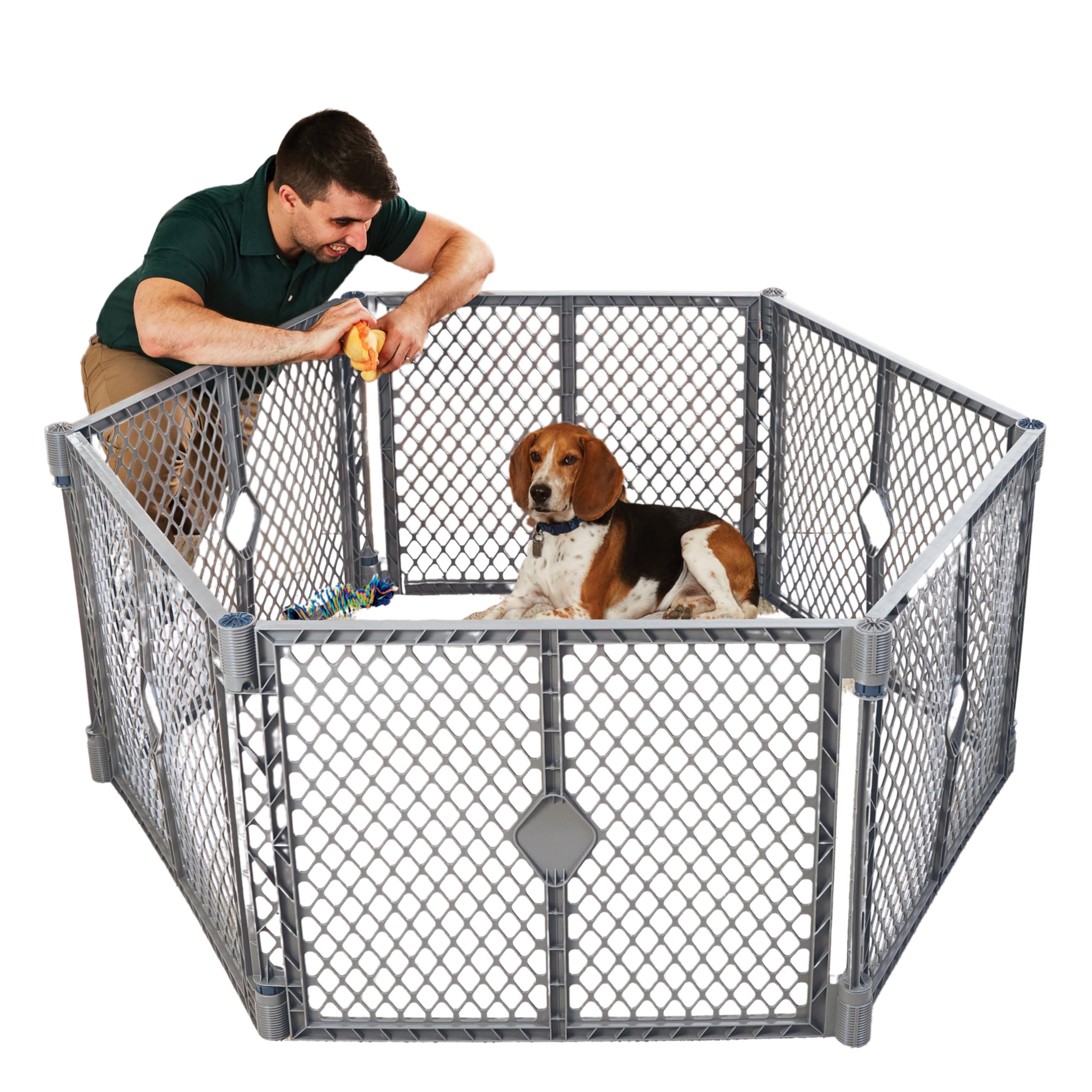 North States Mypet Petyard: 5.5 Ft. Wide Customizable Folding Dog Playpen Indoor/Outdoor. Made In Usa. 6-Panel Puppy Playpen. Fr