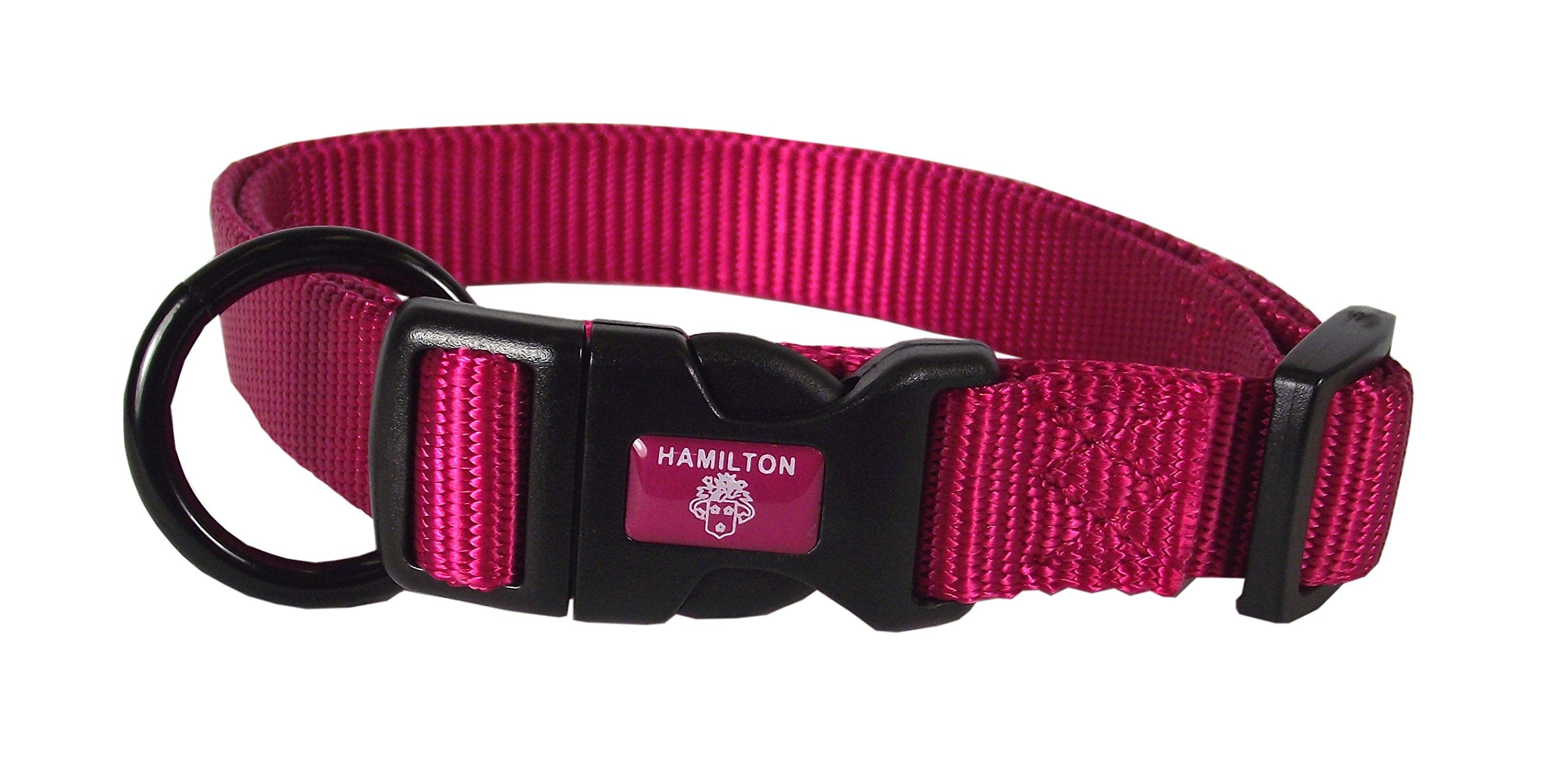 Hamilton Adjustable Nylon Dog Collar, Raspberry, 5/8'' x 12-18''