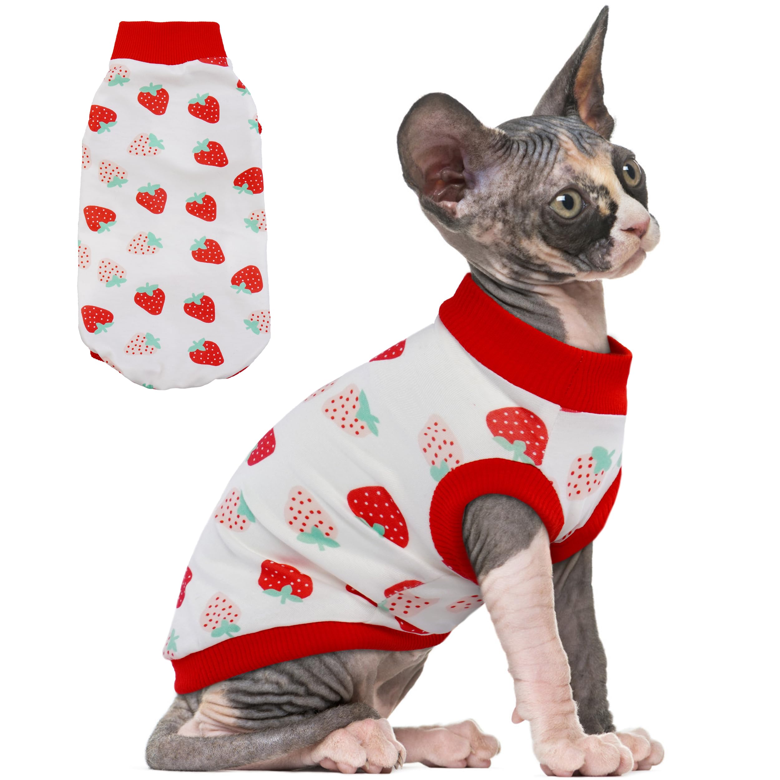 Pumyporeity Sphynx Cat Clothes, Stretchy Sweater, Soft Shirt, Pullover Pajamas, Turtleneck For Sphynx, Cornish Rex, Devon Rex, R