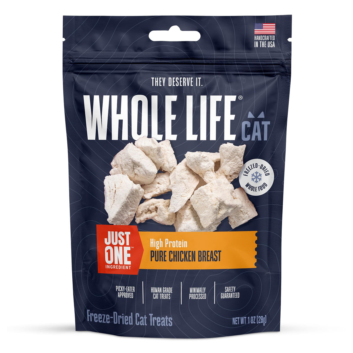 Whole Life Cat Just One Chicken Freeze Dried Cat Treats - Human Grade High Protein Food, Healthy Training Snacks, Freeze Dried Chicken Food Toppers, Usa Made Natural Treats - 1 Oz (Pack Of 1)