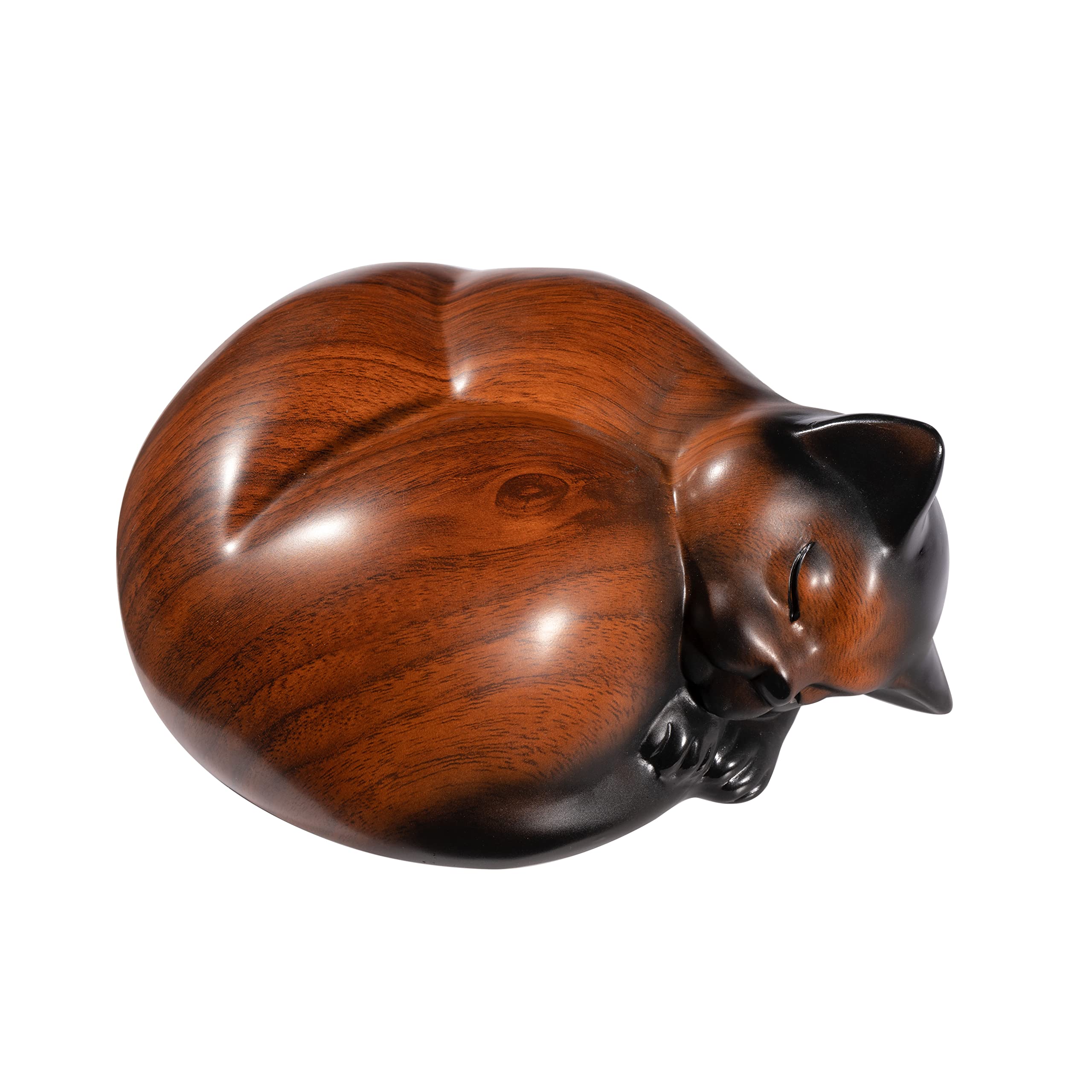 Kriss Art Cat Urn - Sleeping Resin Cremation Urn for Ashes, Cherry Color, Small Animal Size, Model s1