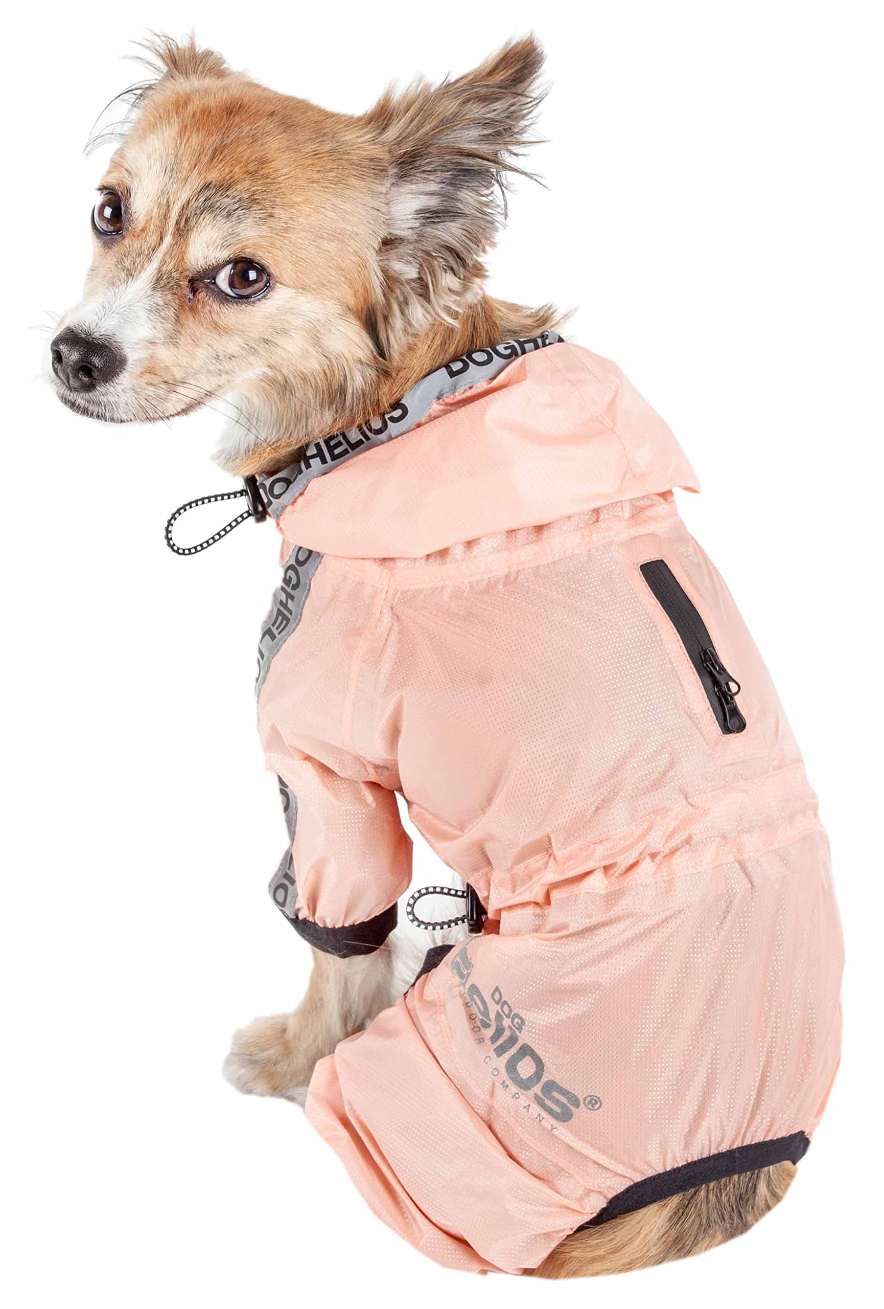 Dog Helios Torrential Shield Waterproof And Adjustable Full Body Dog Raincoat, Xs, Pink