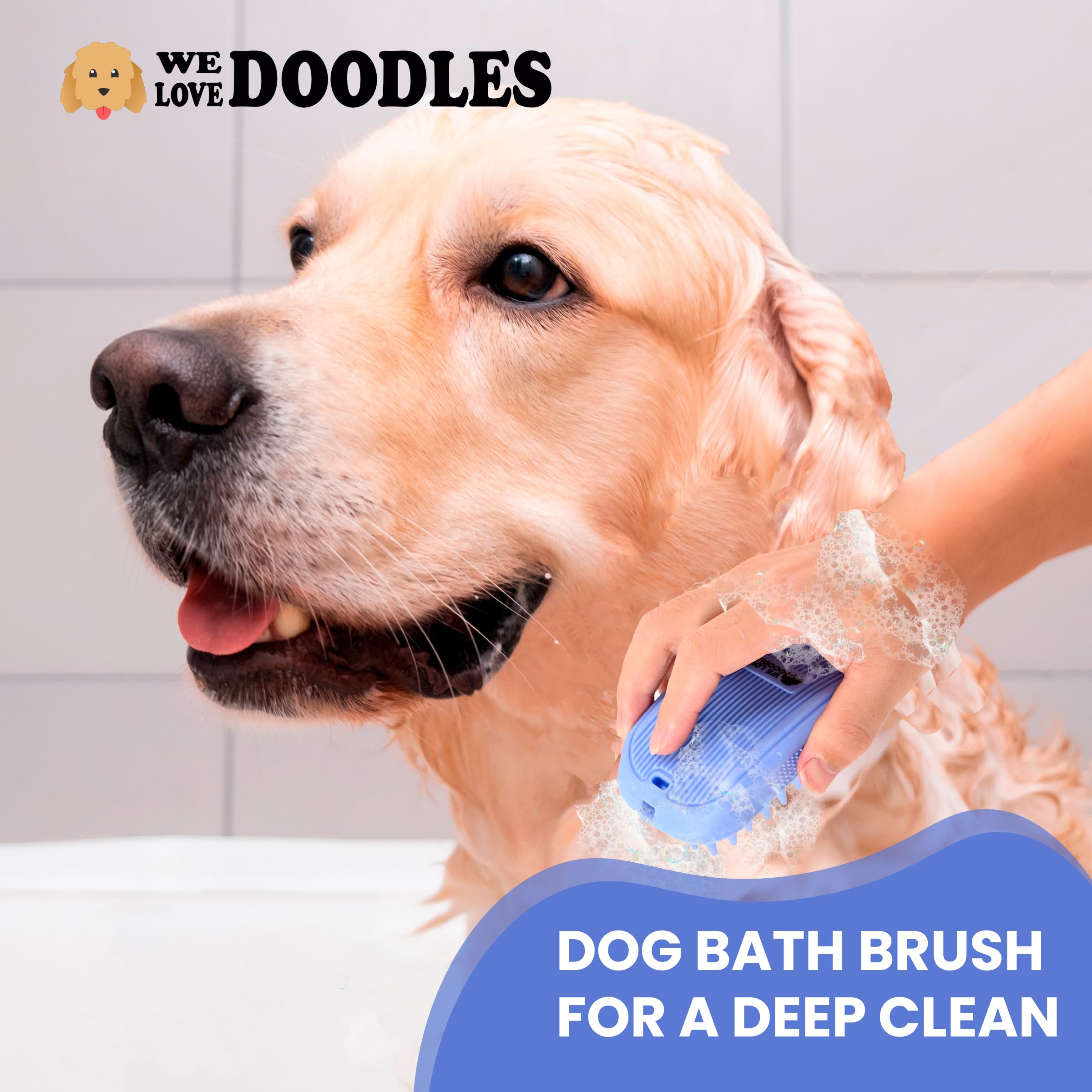 Bath Brush For Pet Grooming & Massage - Rubber Scrubbing Brush For Showers, Ideal For Long & Short Haired Dogs And Cats, Essenti