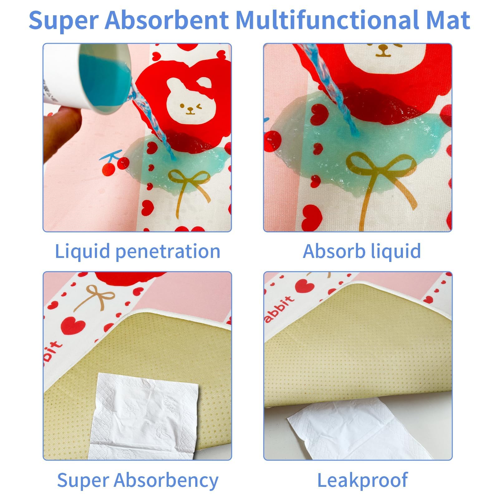 Lovely Dog Crate Mat, Anti-Slip Bottom, Waterproof Reusable Whelping Playpen Crate Reusable Washable Pet Mattress Pads, Pet Trai