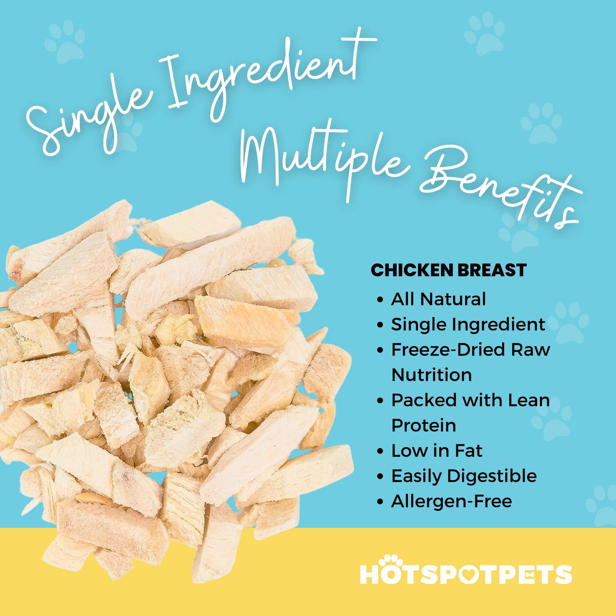 hotspot pets Freeze Dried Chicken Treats for Cats & Dogs - 1LB Grain-Free, All Natural, Resealable Bag - Perfect for Training & Snacks