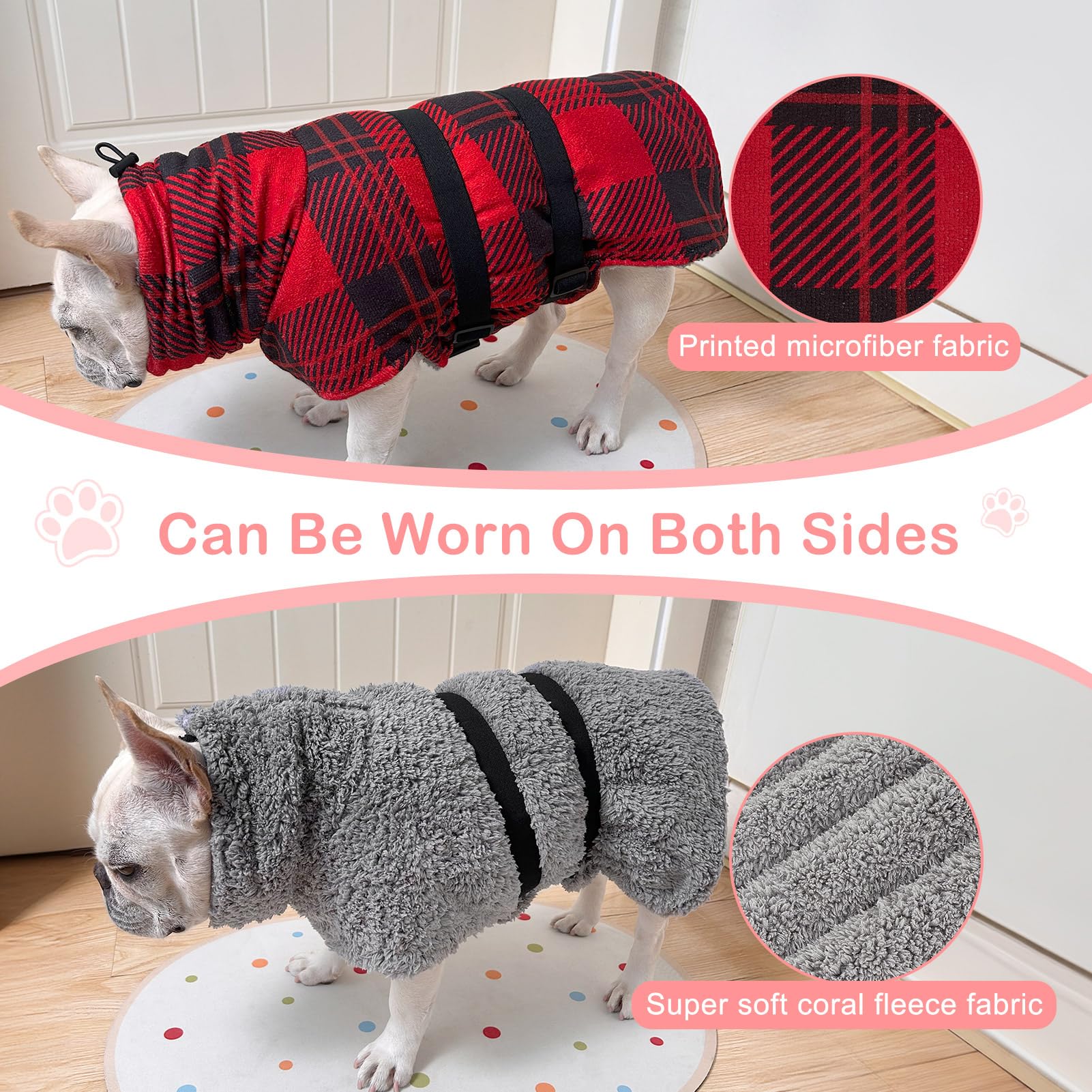 Quick Drying Dog Robe - Super Absorbent Bathrobe Towel, Cute Thickening Bath Supplies, Adjustable Drying Coat, Wearable On Both