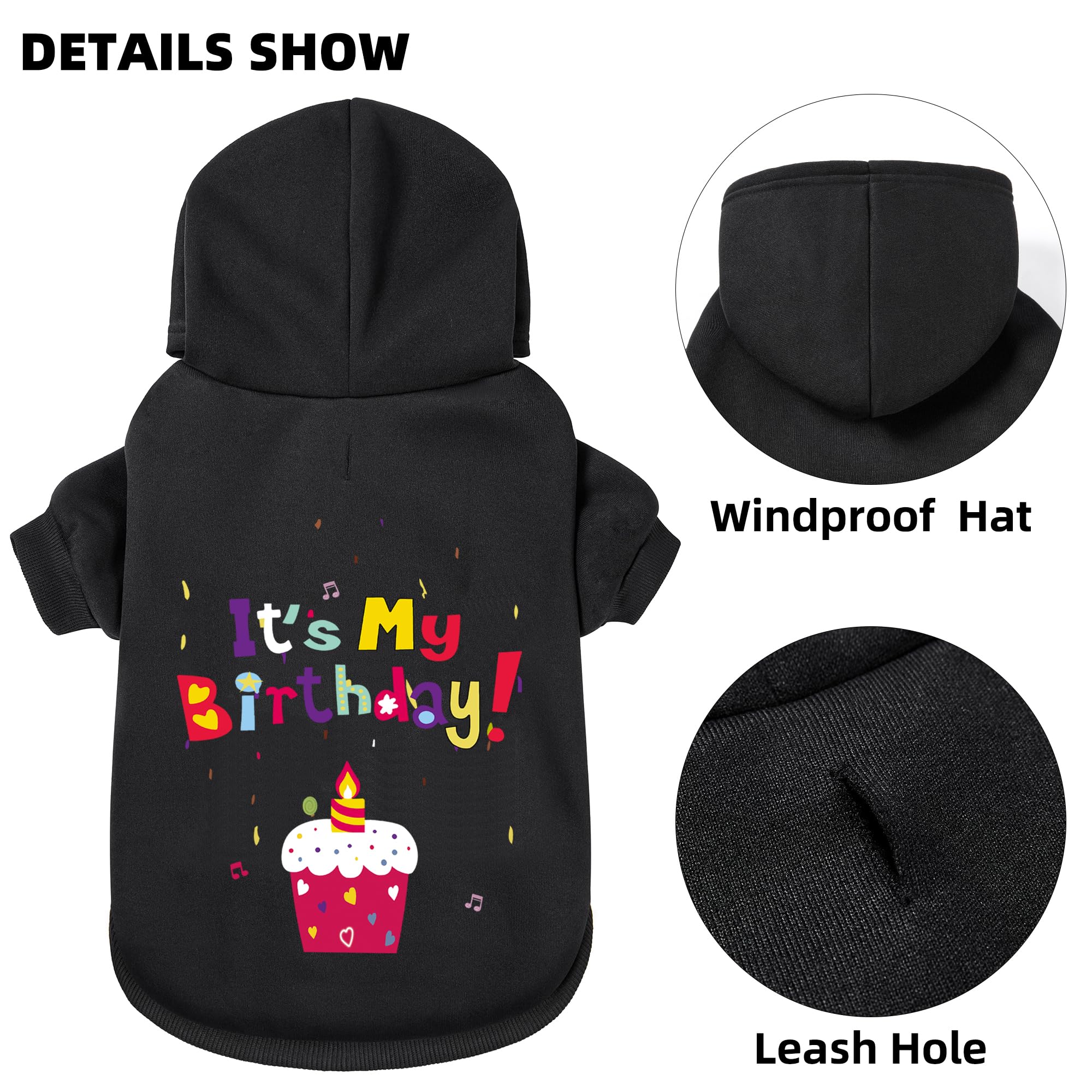 Greenjoy Dog Sweater Dog Hoodie Cold Weather Coat Hooded Sweatshirt For Puppies,Cats, Small Medium Large Dogs (Black(It'S My Bir