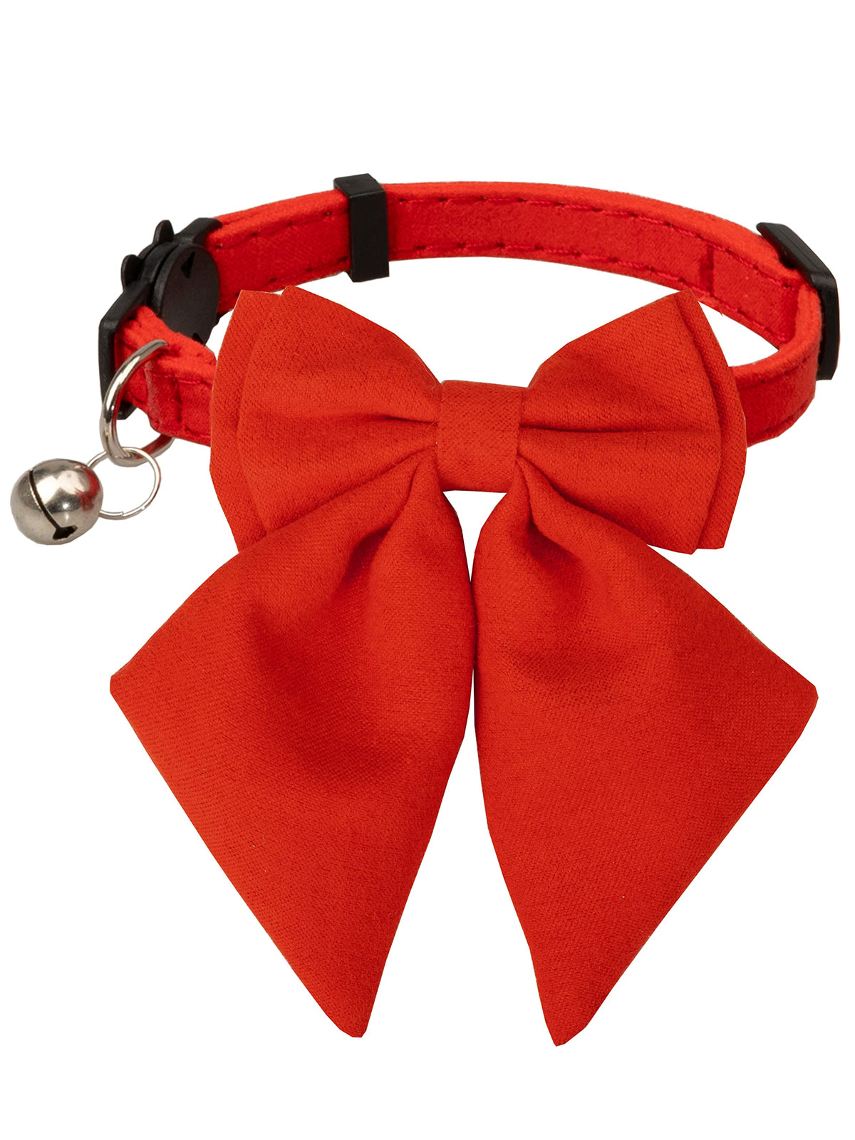 Gyapet Cat Collar With Bow Tie Bell Breakaway Kitten Small Pet Safety Solid Wedding Basic Pure Color Suede Soft Adjustable Sailo