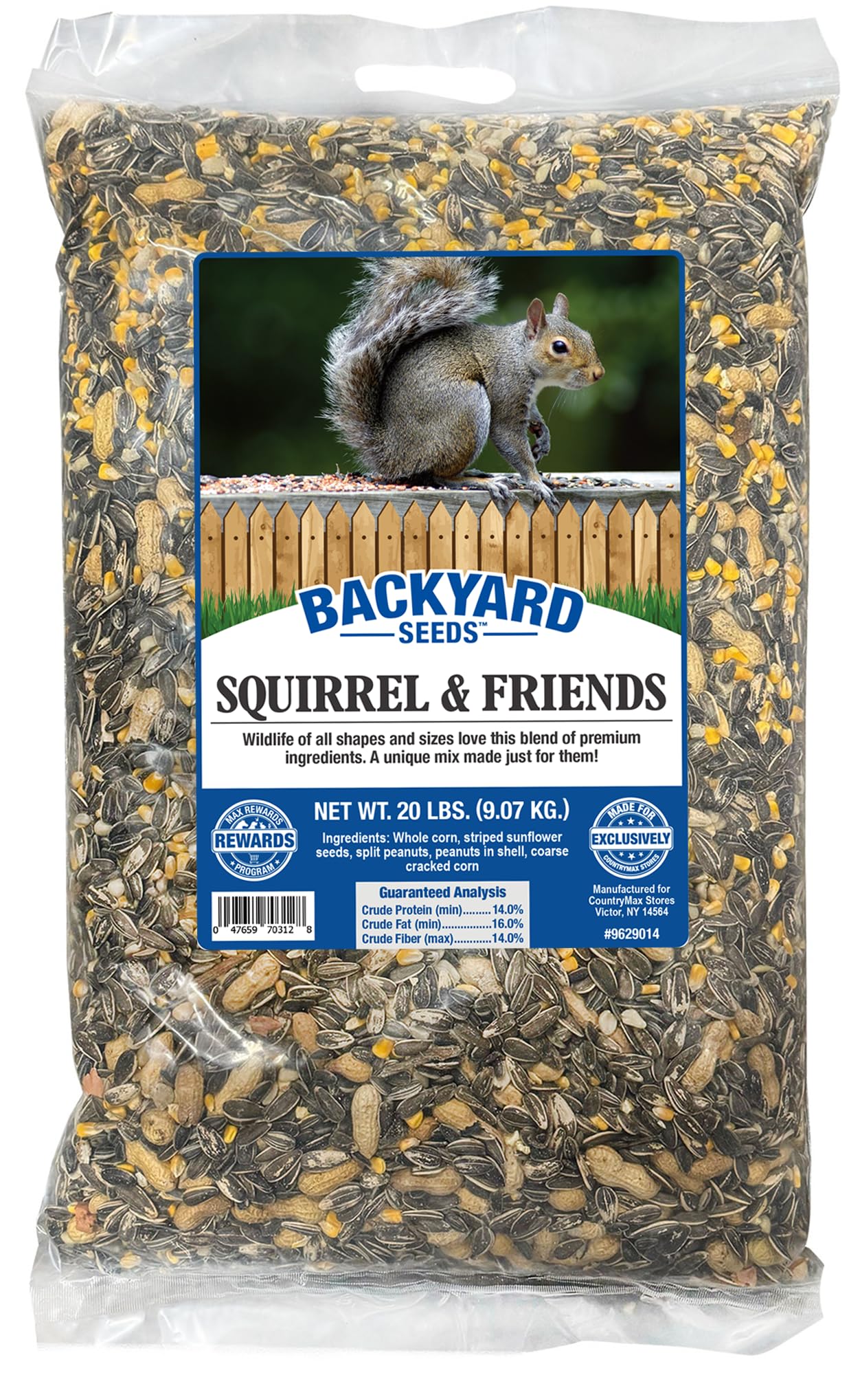 CountryMax Backyard Seeds Squirrel and Friends Wildlife Feed - 20 lb Non-GMO Mix for Squirrels, Deer, Birds, Rabbits, Chipmunks 