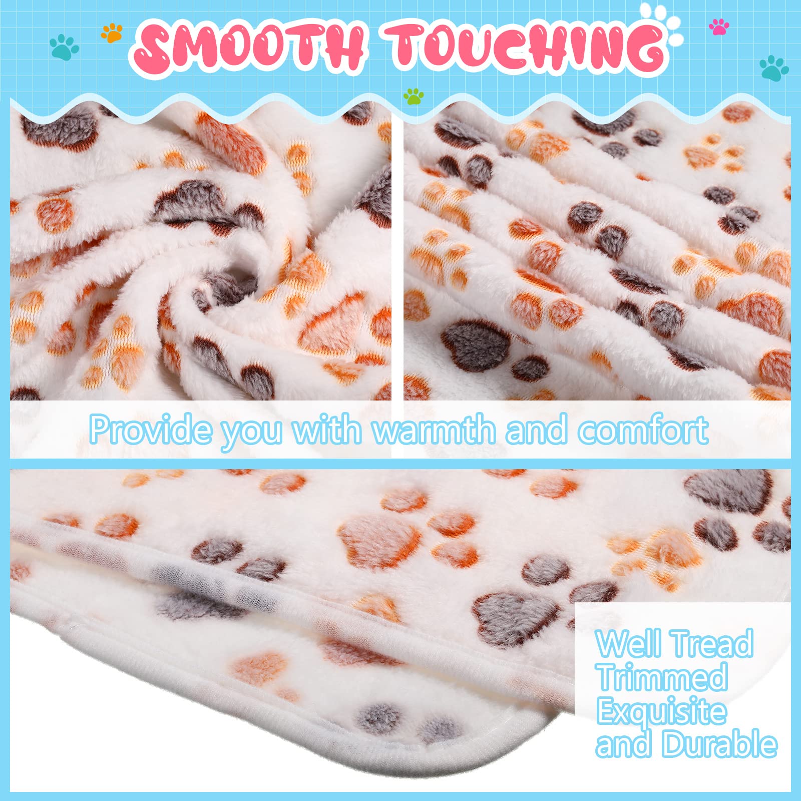 4 Pcs Pet Blanket Dog Puppy Blanket Paw Print Fleece Blanket For Small Medium Large Pet Dog Cat Warm Soft Sleep Mat Guinea Pig C