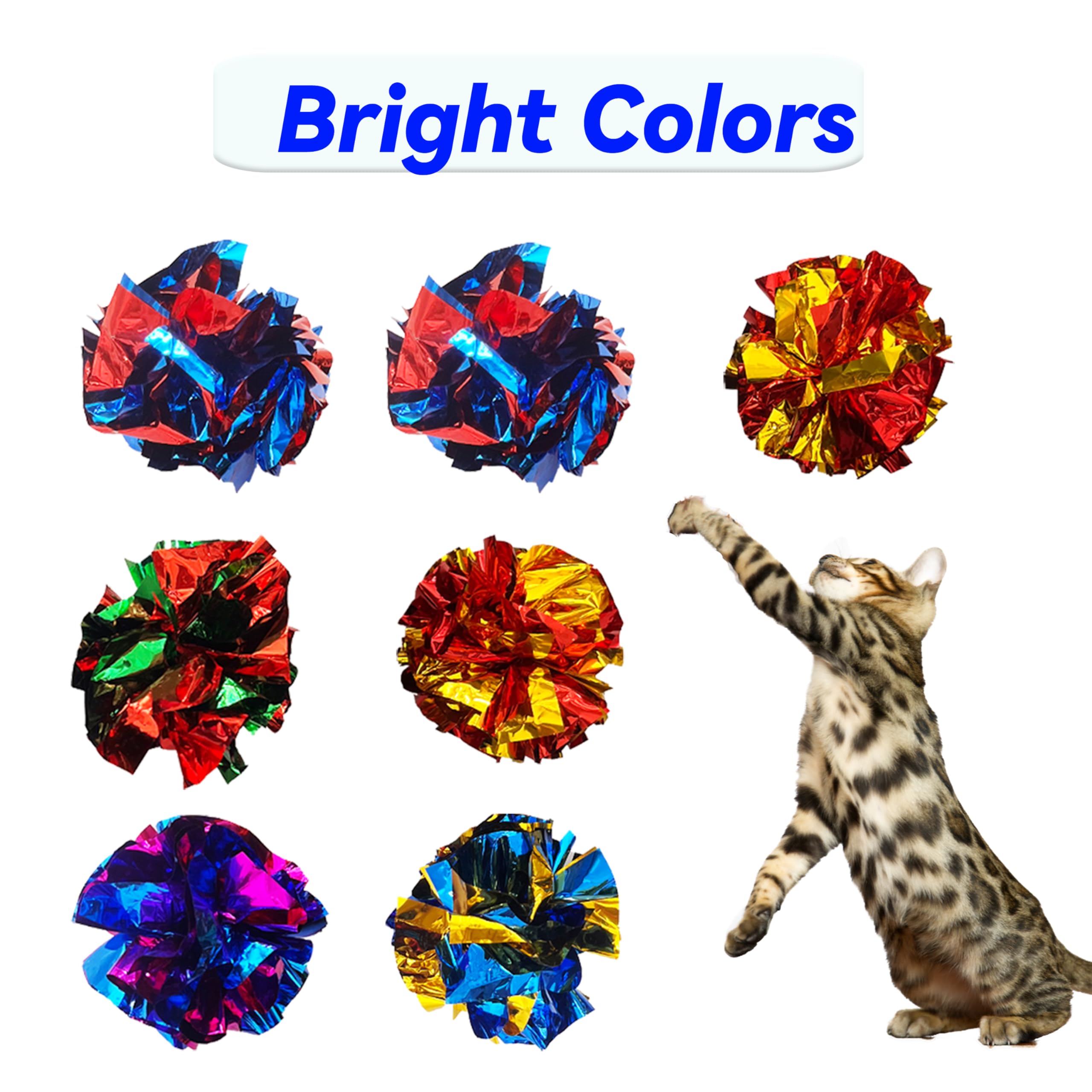 Quvovid Cat Toys 20 Packs Interactive Crinkle Ball, 2.3 Inch Bright Colors Cat Ball Toys To Attract And Engage Cats, Promote A H