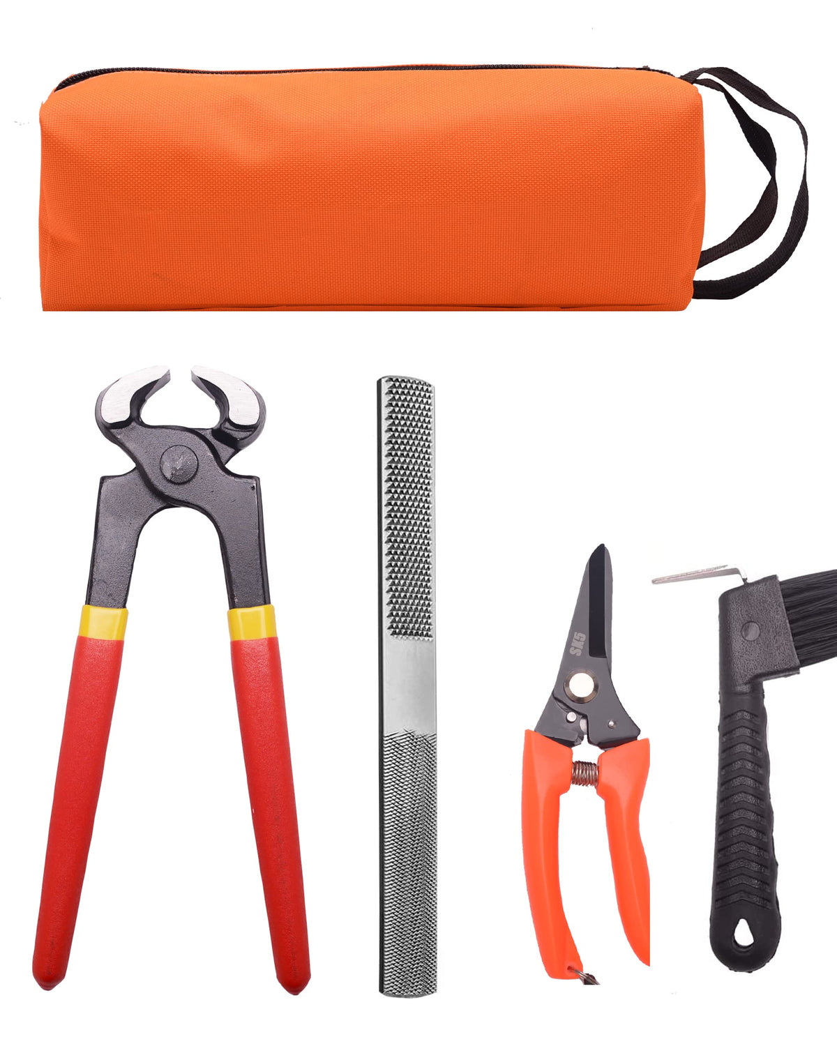 8 Inch Farrier Hoof Tool Kit(5 Piece) Mini Rasp Hoof File Goat Pig Equine Metal Shears Farriers Hoof Nipper Cutter Handle Knife 