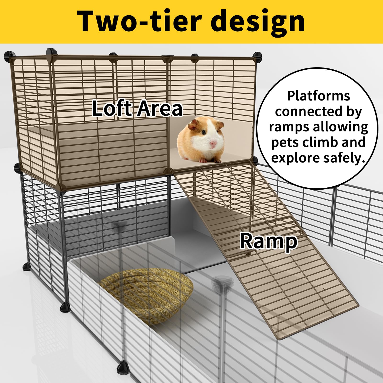 Oneluck Guinea Pig Cage,Indoor Habitat Cage With Waterproof Plastic Bottom,Playpen For Small Pet Bunny, Turtle, Hamste, Loft And