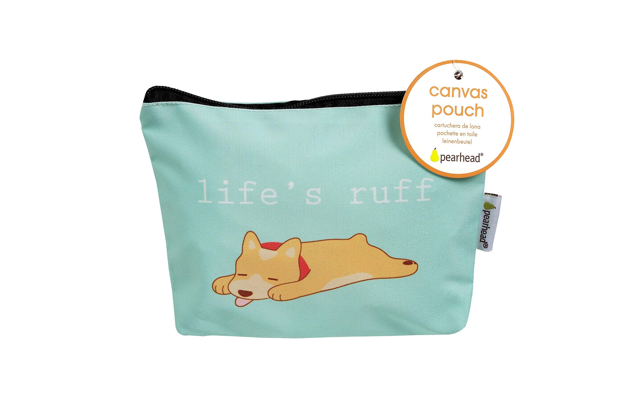 Pearhead Lifes Ruff Canvas Pouch, Travel Zipper Bag Perfect For Dog Lovers