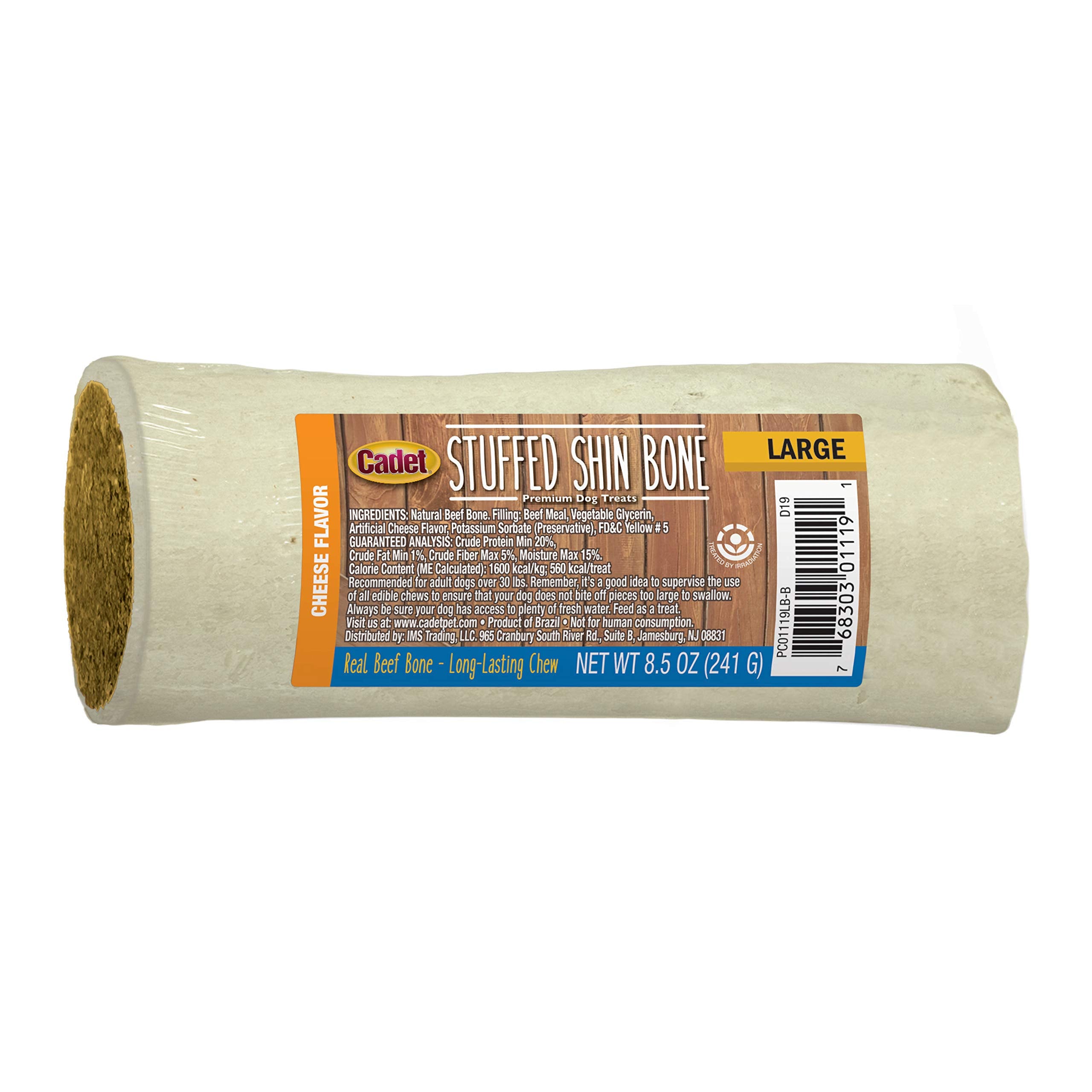 Cadet Stuffed Shin Bone - Highly Digestible, High Protein, Long-Lasting Dog Chew Bone for Aggressive Chewers, Supports Dental He
