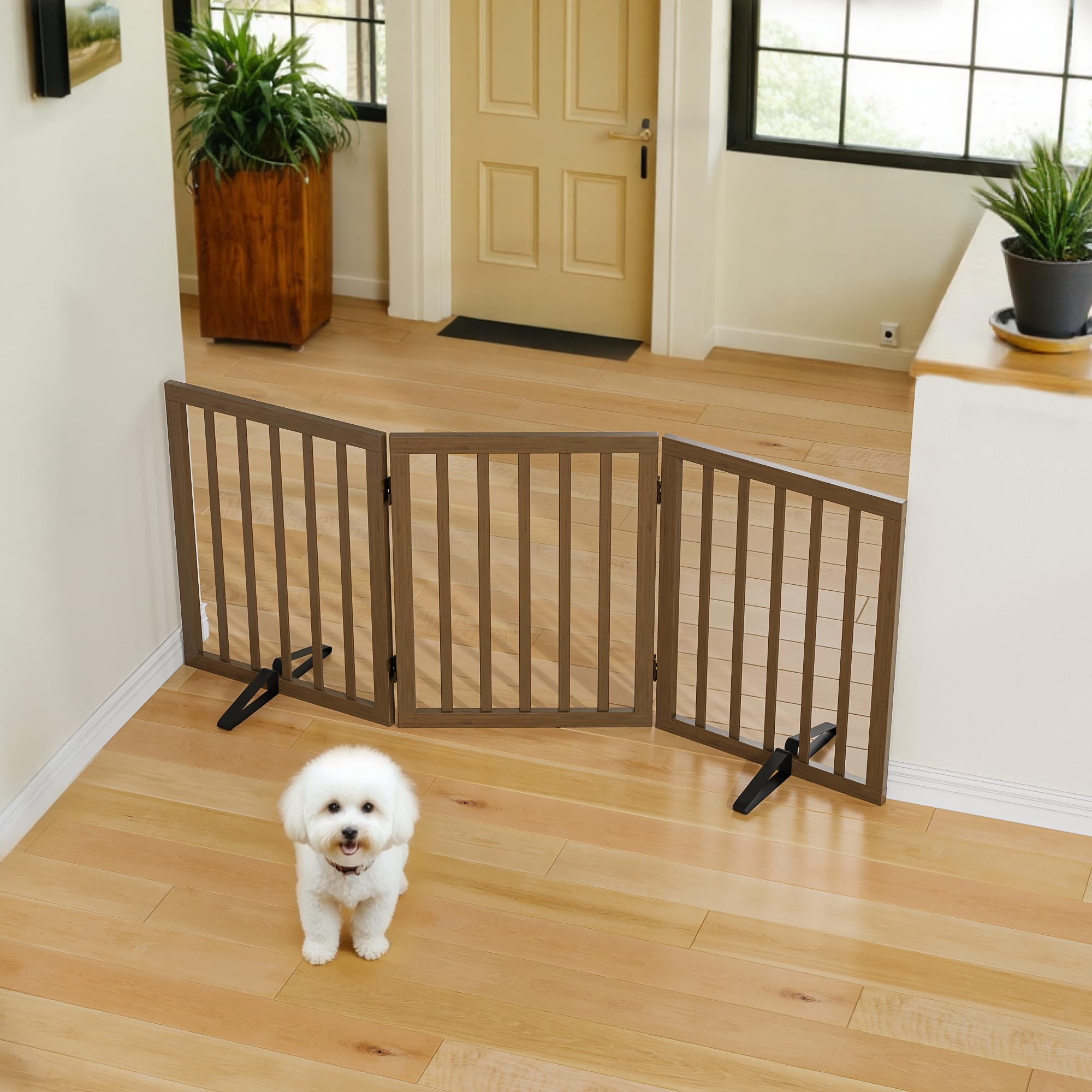 Mino Kesper Dog Gate for Stairs,Foldable Dog Gate for Indoor Doorways House,Freestanding Pet Gates for Dogs,Doogie Puppy Fence G