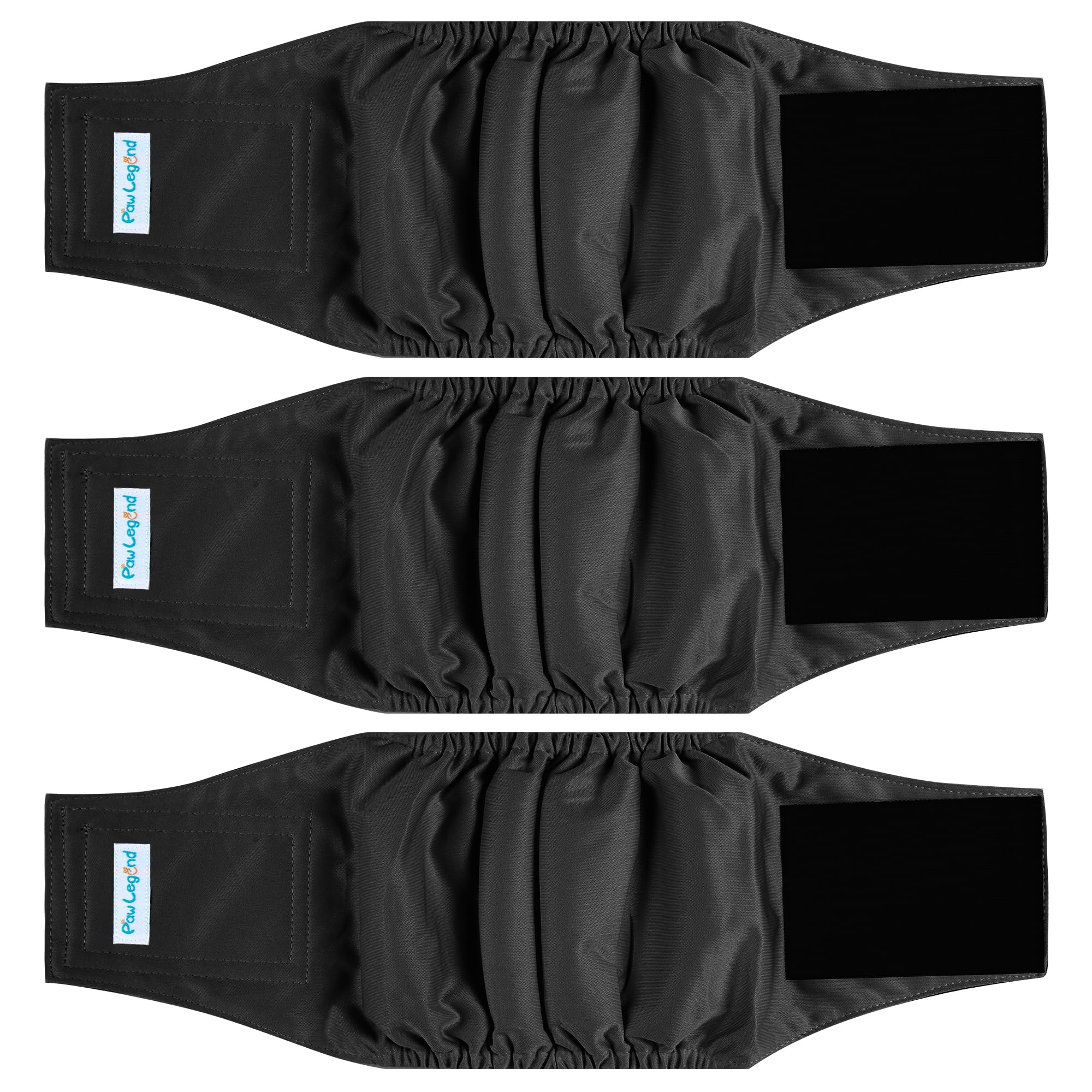 Paw Legend Washable Dog Belly Band Wrap Diapers For Male Dog | High Absorbing Puppy & Doggy Diapers Male (3 Pack,Black,Black,Black,Xx-Large)