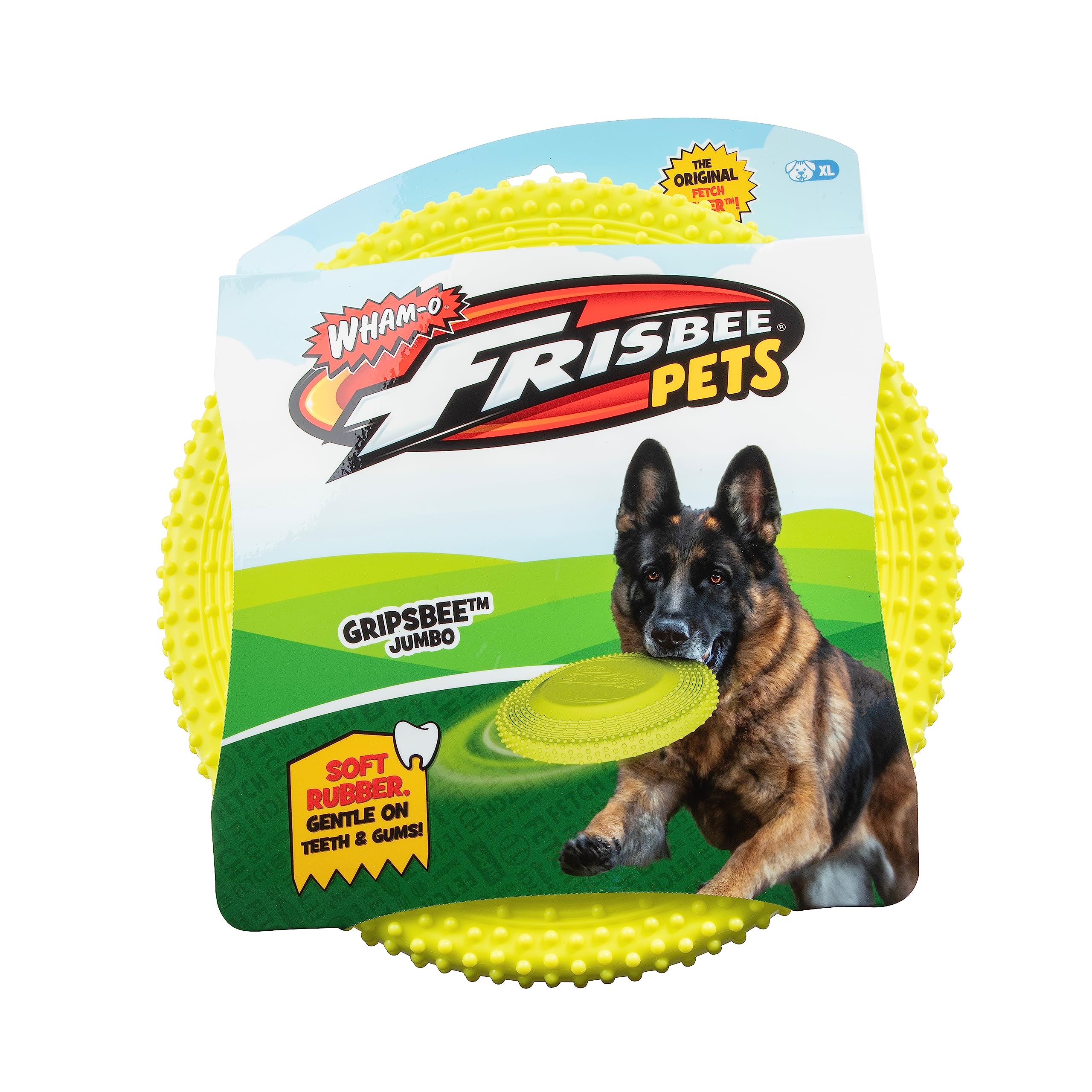 Wham-O Pets Jazwares Frisbee Gripsbee - The Original Fetch Flyer - Jumbo Frisbee - Flying, Floatable Disc Dog Toy