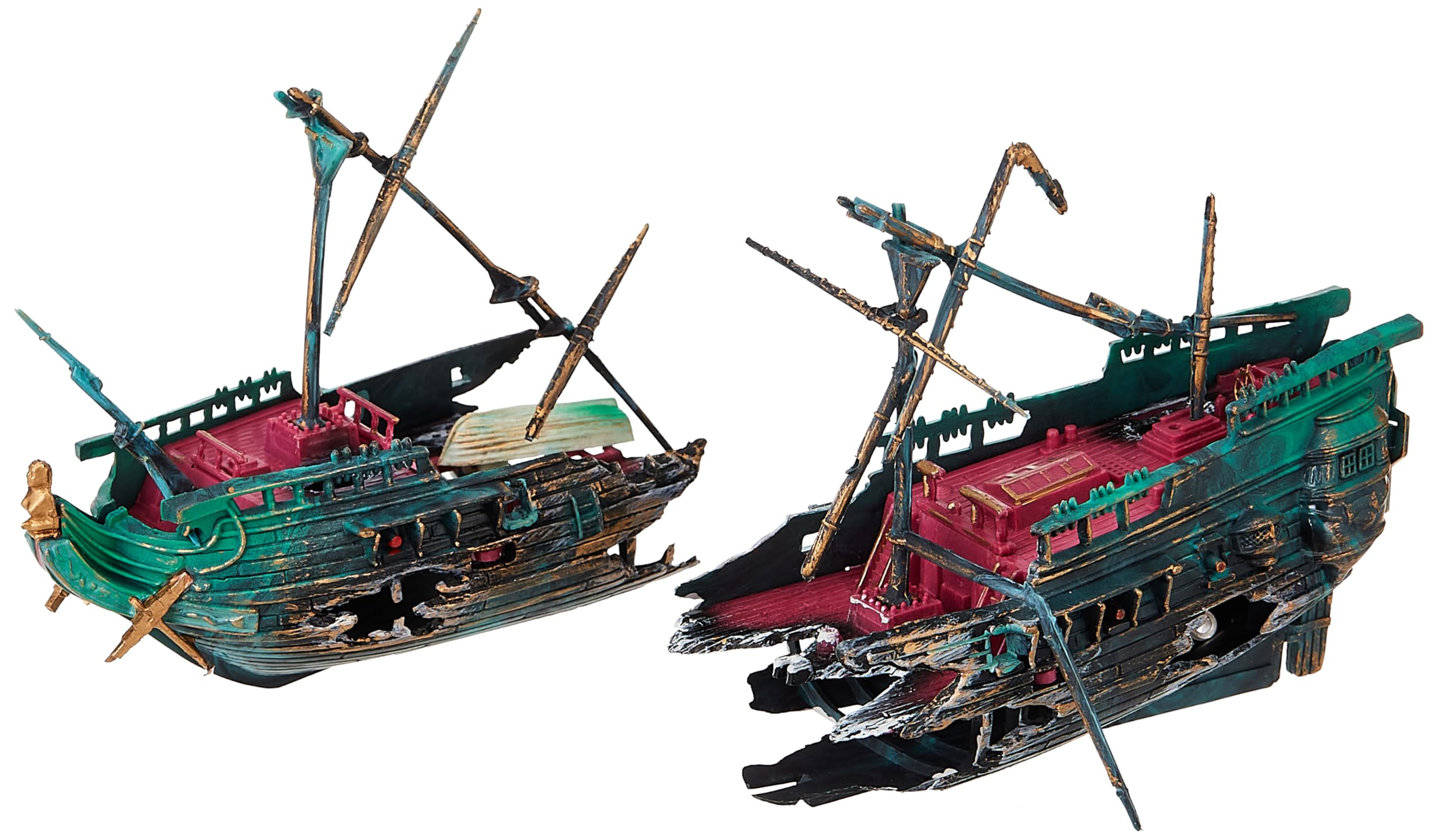 Penn-Plax Shipwreck Aquarium Decoration Ornament With Moving Masts, Lifeboat, And Bubble Action