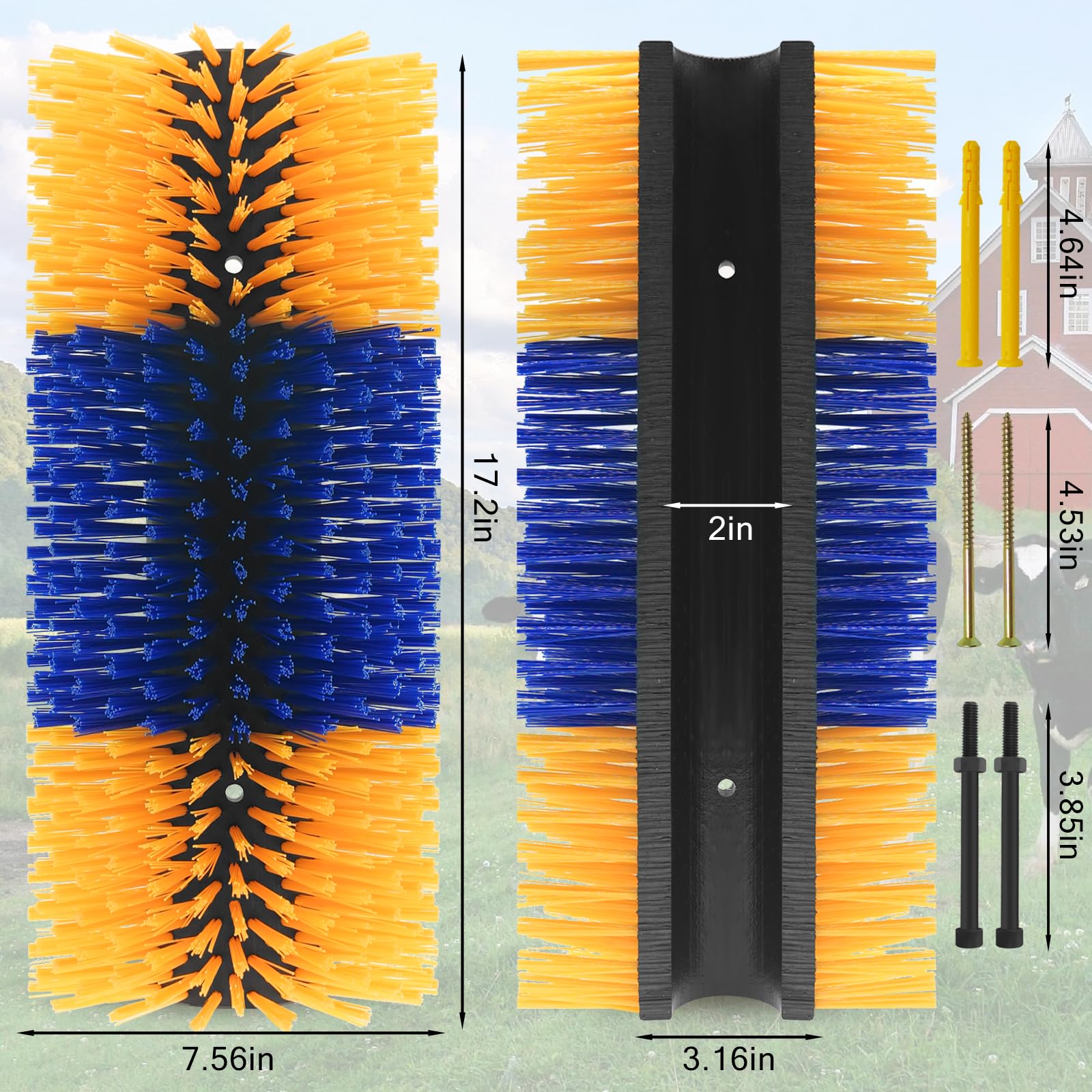 Livestock Scratching Brush Goat Scratcher Full Massage Grooming Brush With 4 Screws For Cattle, Sheep, Horses, Pigs