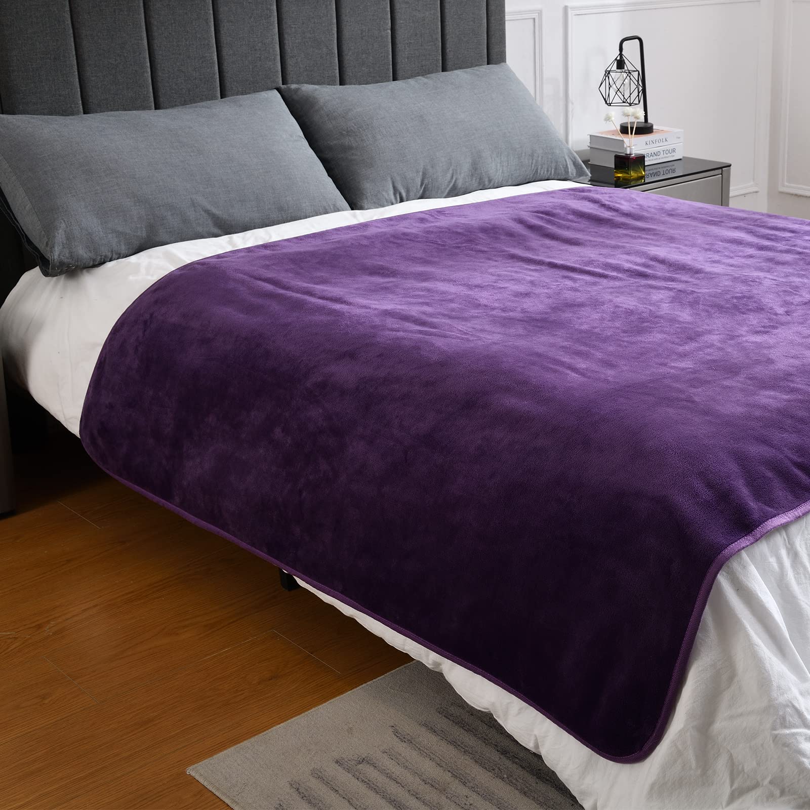 Yaning Waterproof Pet Blanket, Soft Reversible Sherpa Fleece, 50x60 inches, Dark Purple
