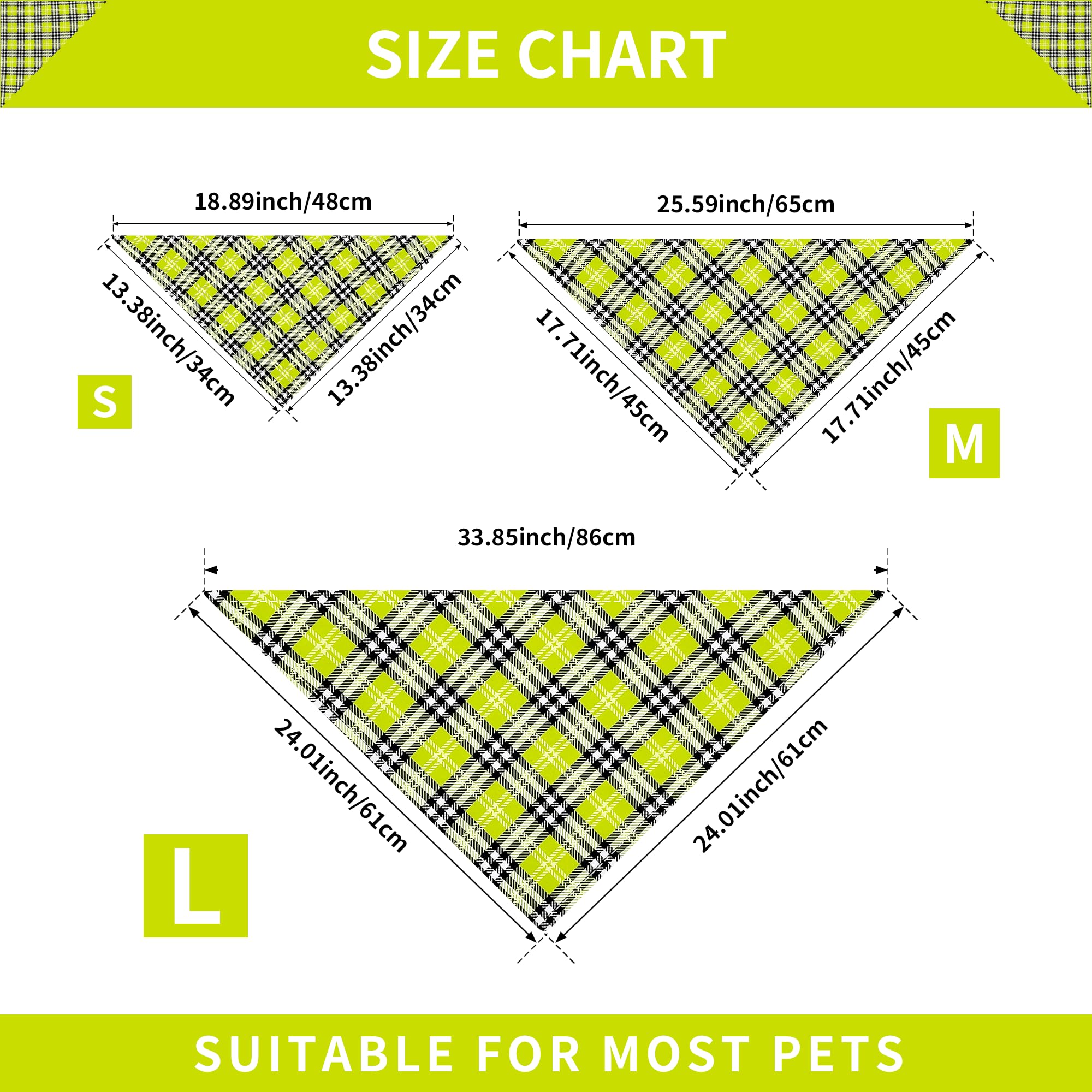 JpGdn 10PCS Dog Bandanas Plaid for Medium Breed Kerchief Washable Triangle Bibs Head Scarves Scarfs for Boys and Girls Grooming