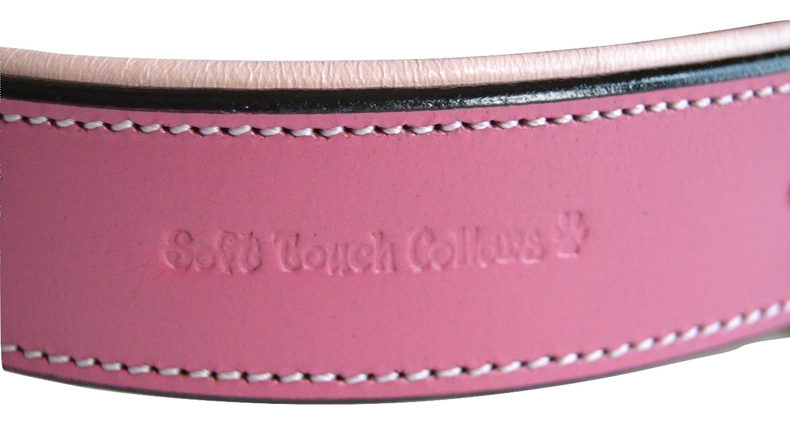Soft Touch Collars Raspberry Pink Leather Padded Dog Collar, For Large Female Dogs, Made With Genuine Real Leather, 24' Long X 1.5' Wide
