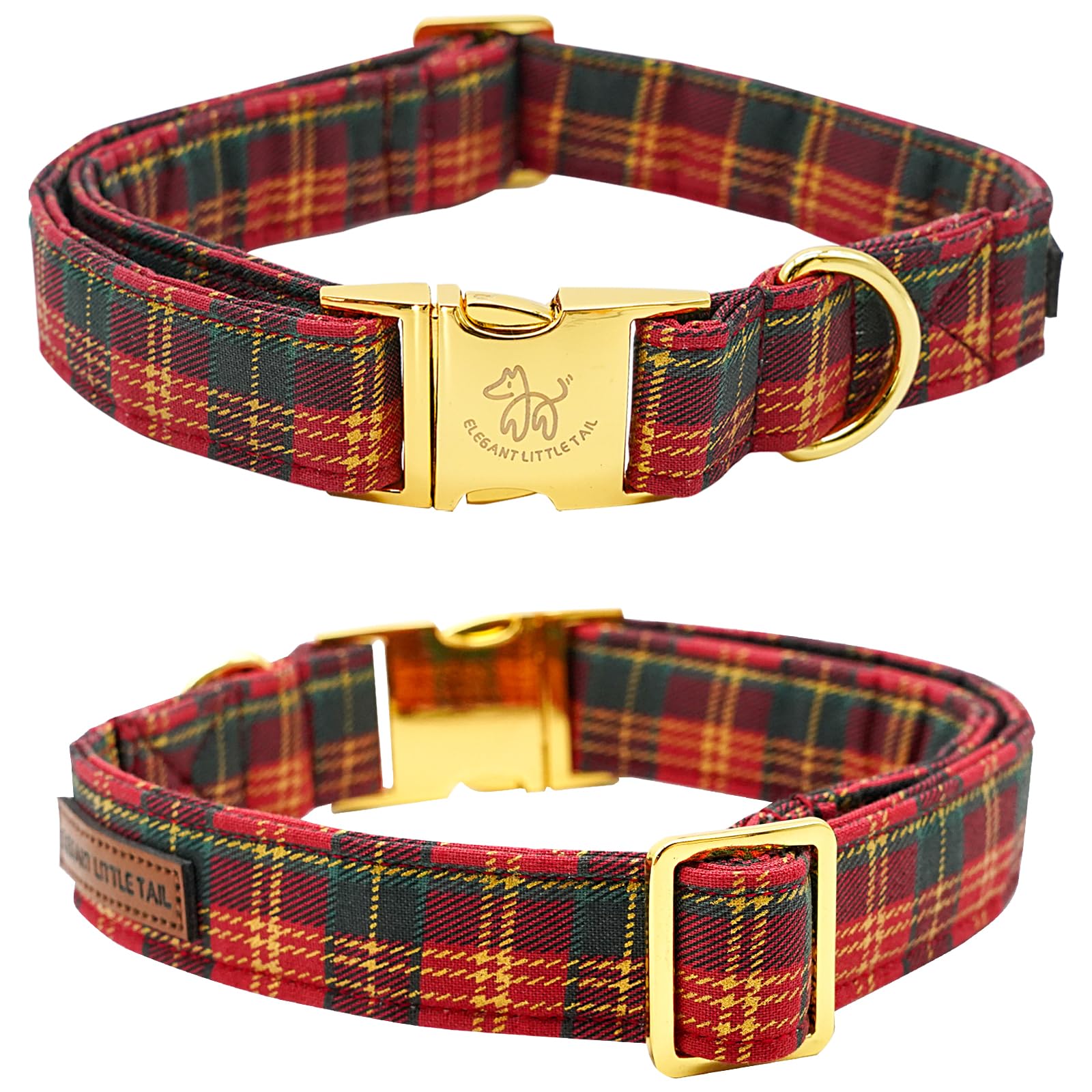Elegant Little Tail Dog Collar, Christmas Red Plaid Pet Collar Cute Dog Collars Male Or Female Pet Gift Adjustable Dog Collar Fo