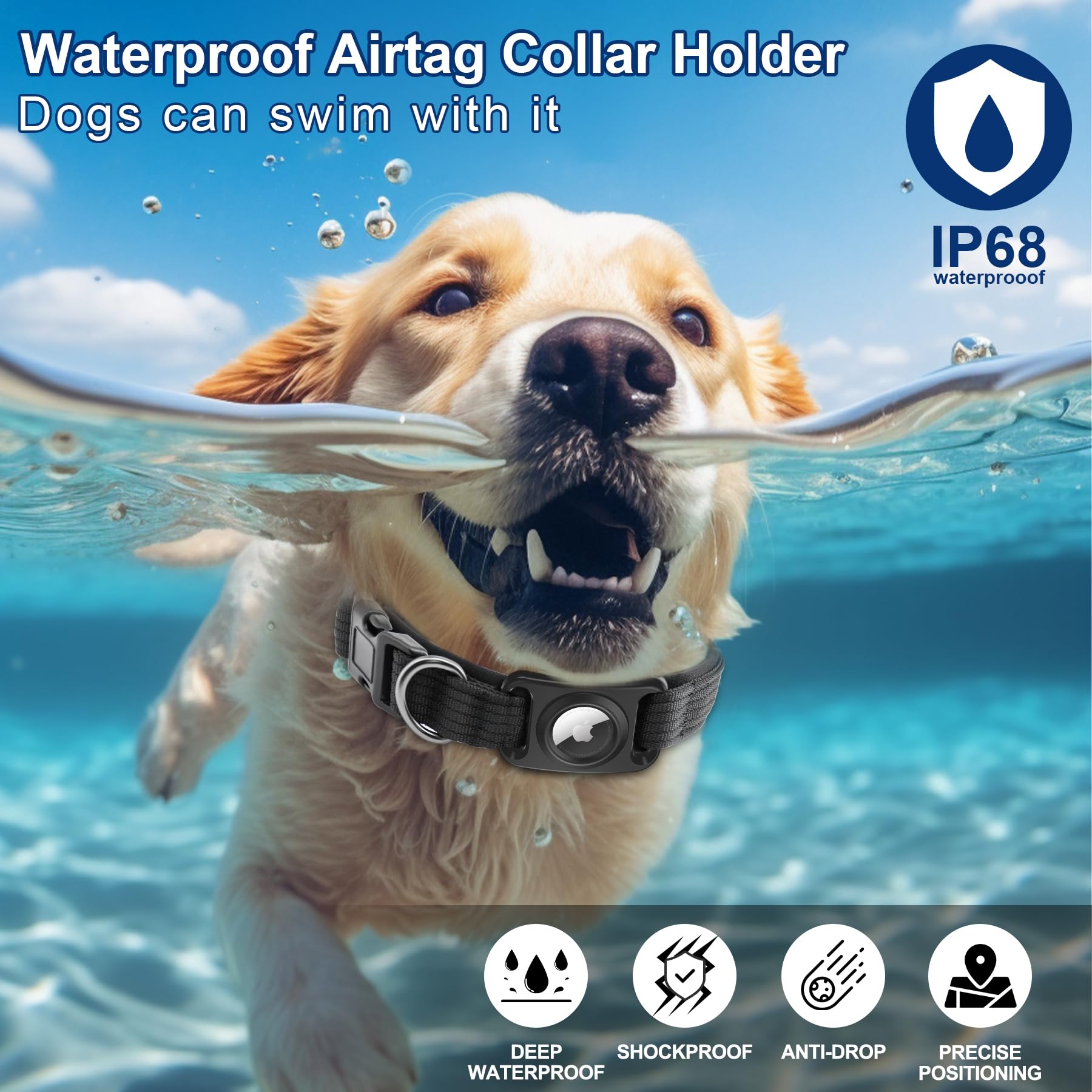 Dog Airtag Holder, Waterproof Airtag Holder For Dog Collar, Fit Most Of Collar Widths, Silicone Full Body Covered Anti-Lost Prot