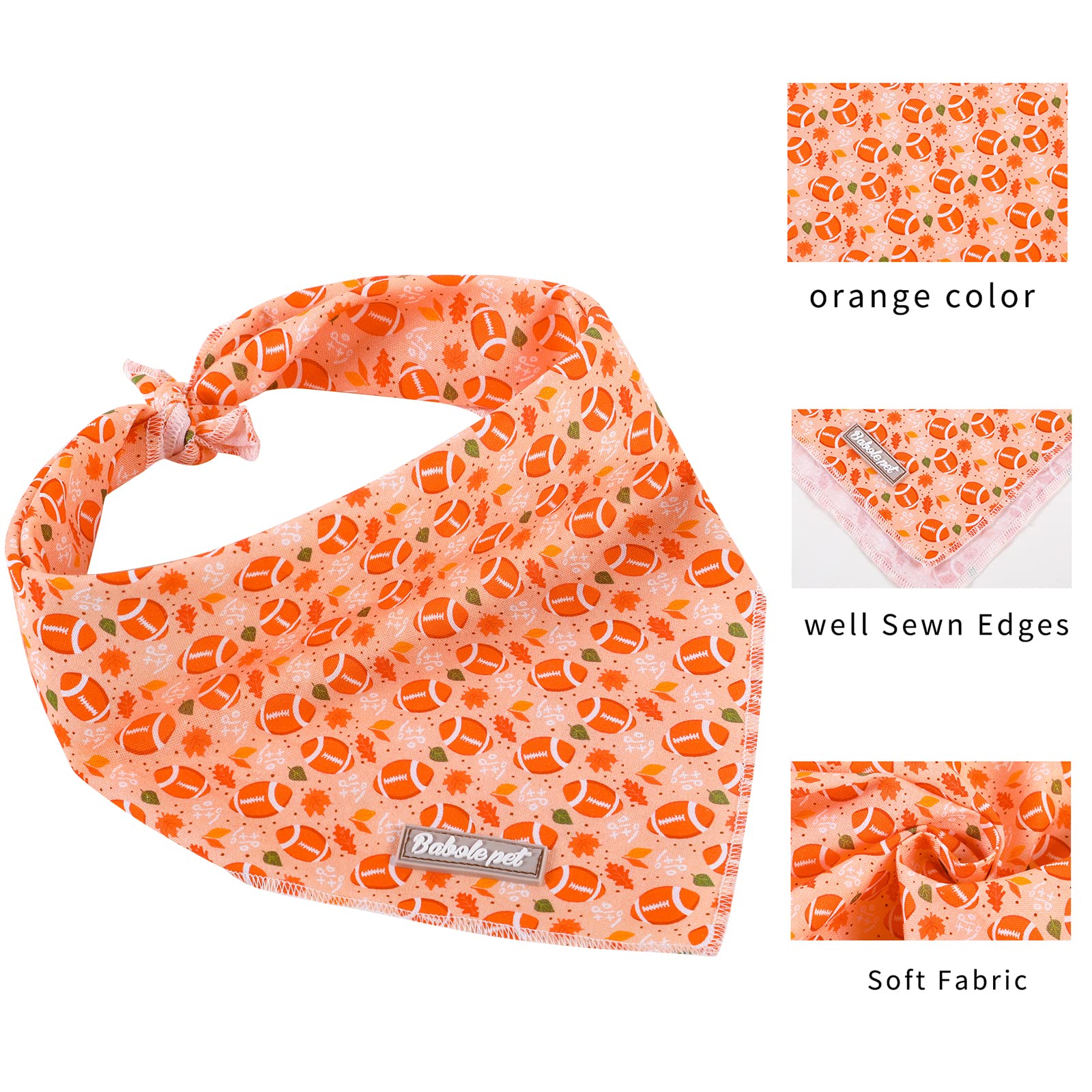 Babole Pet Fall Dog Bandanas Girl Boy American Football Cotton Washable Comfortable Triangle Dog Scarf Adjustable Pet Bib Kerchief For Small Medium Large Dogs L