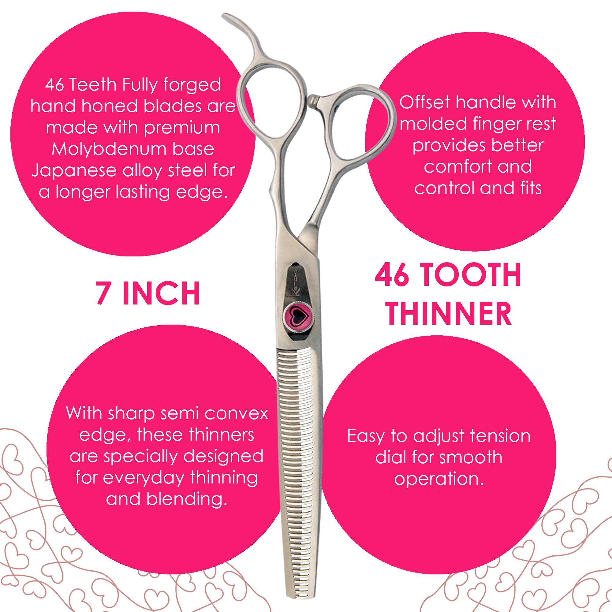 Kenchii Dog Grooming Scissors |46 Tooth Dog Grooming Thinning Shears | Thinning Shears For All Dog Breeds | Pet Hair Blending Scissor | Pet Grooming Accessories | Love Collection