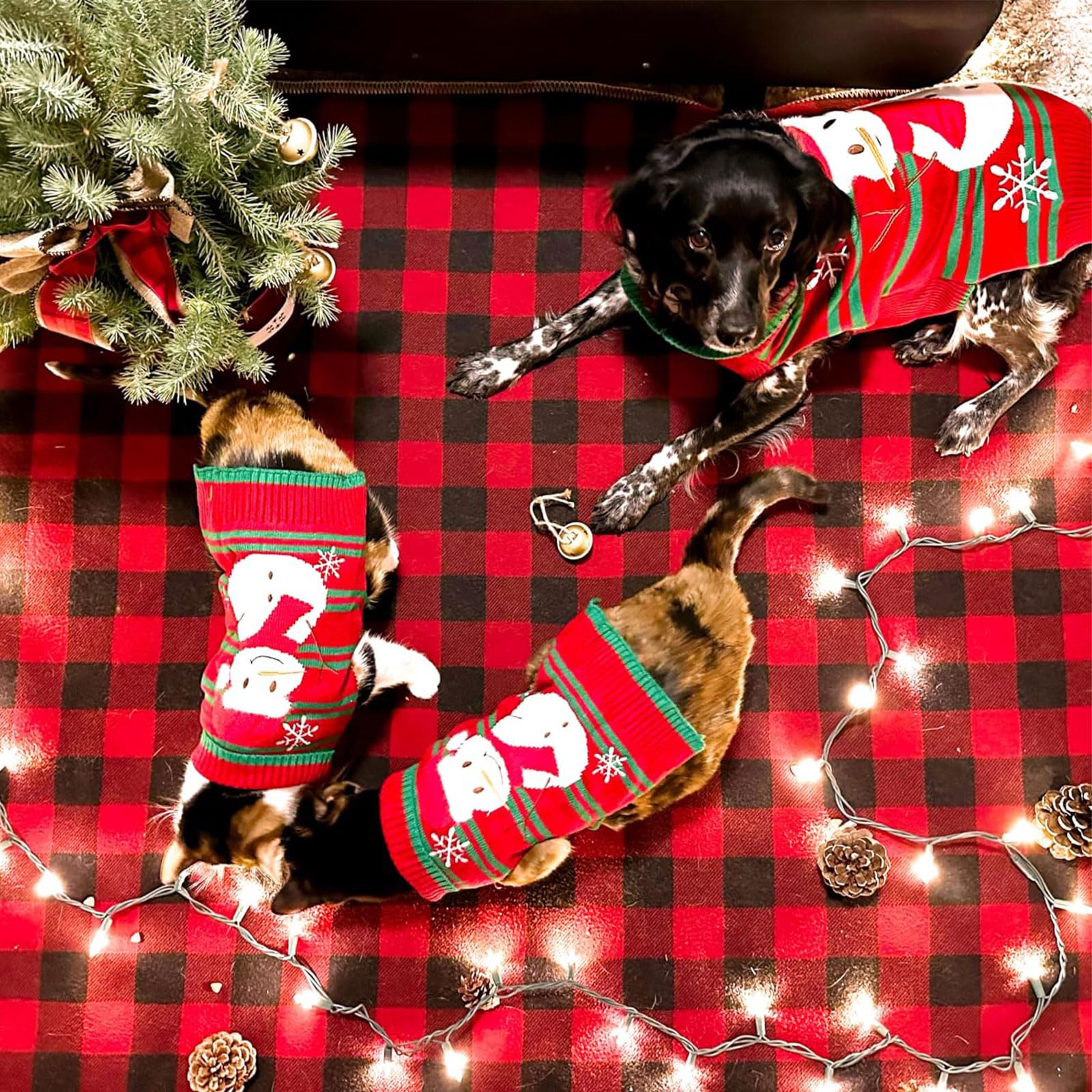 Axiijgl Small Dog Christmas Sweater - Snowflake & Snowman Fleece Dog Sweater With Leash Hole For Dachshund, Chihuahua, Frenchie