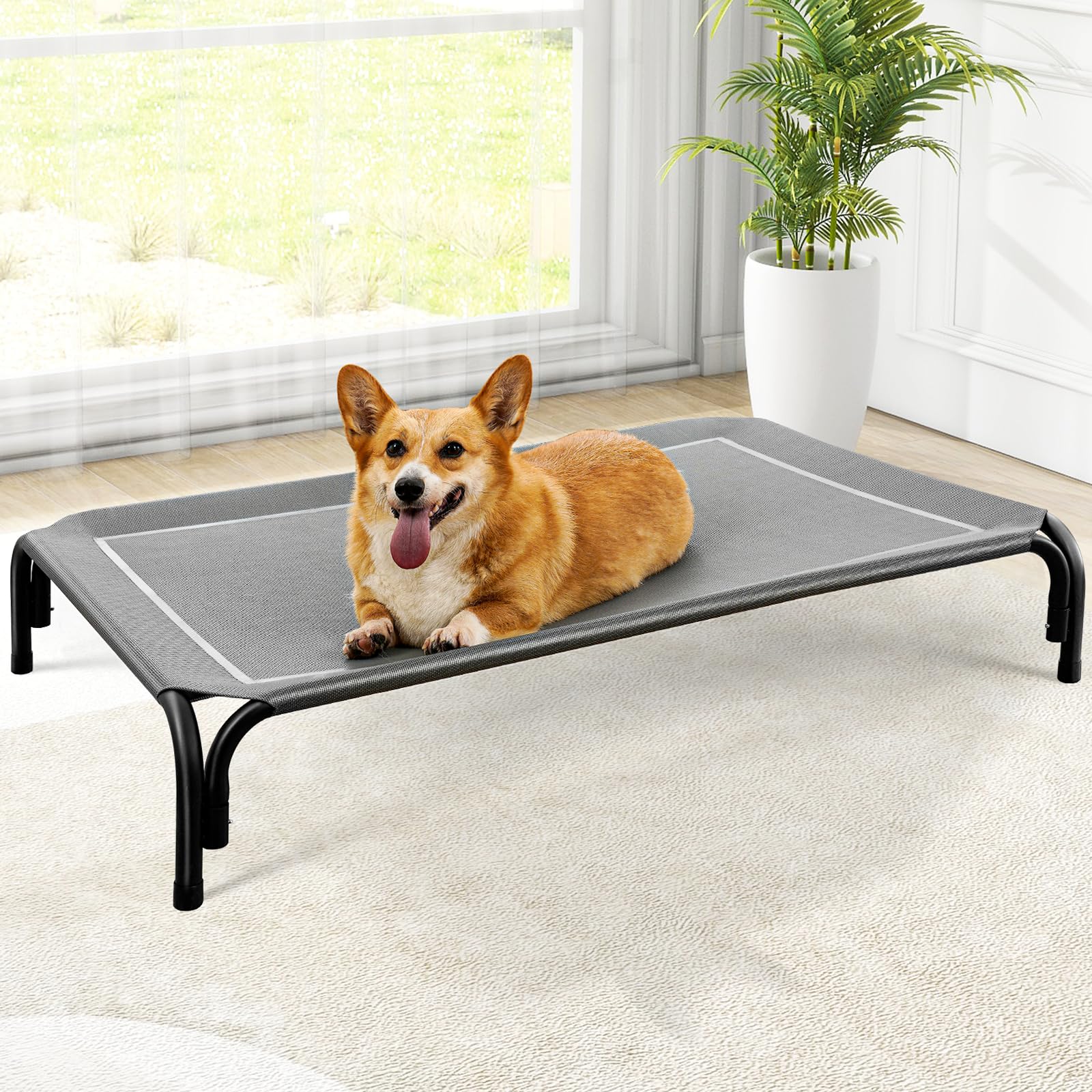 Czpalo Elevated Dog Bed, Raised Outdoor Dog Bed For Medium Sized Dog, Portable Cooling Pet Cot With Breathable & Washable Mesh, 